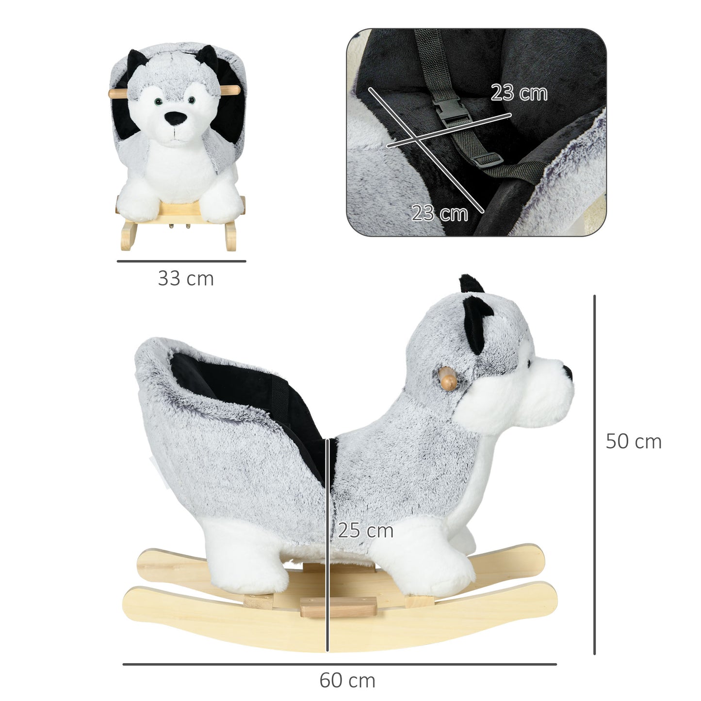 Baby Rocking Horse, Husky-Designed Plush Rocking Animal, with Sounds