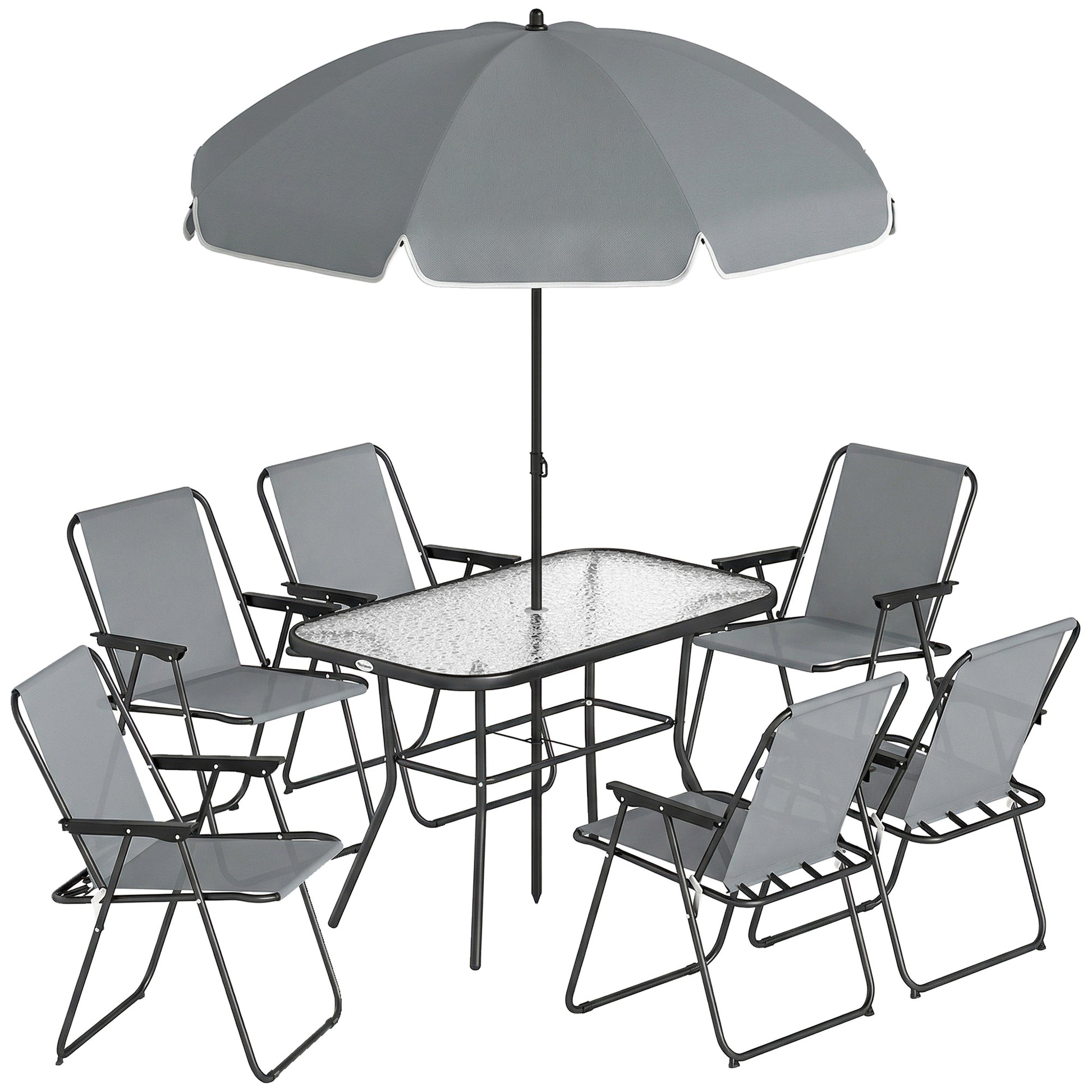 8 Piece Garden Dining Set with Umbrella