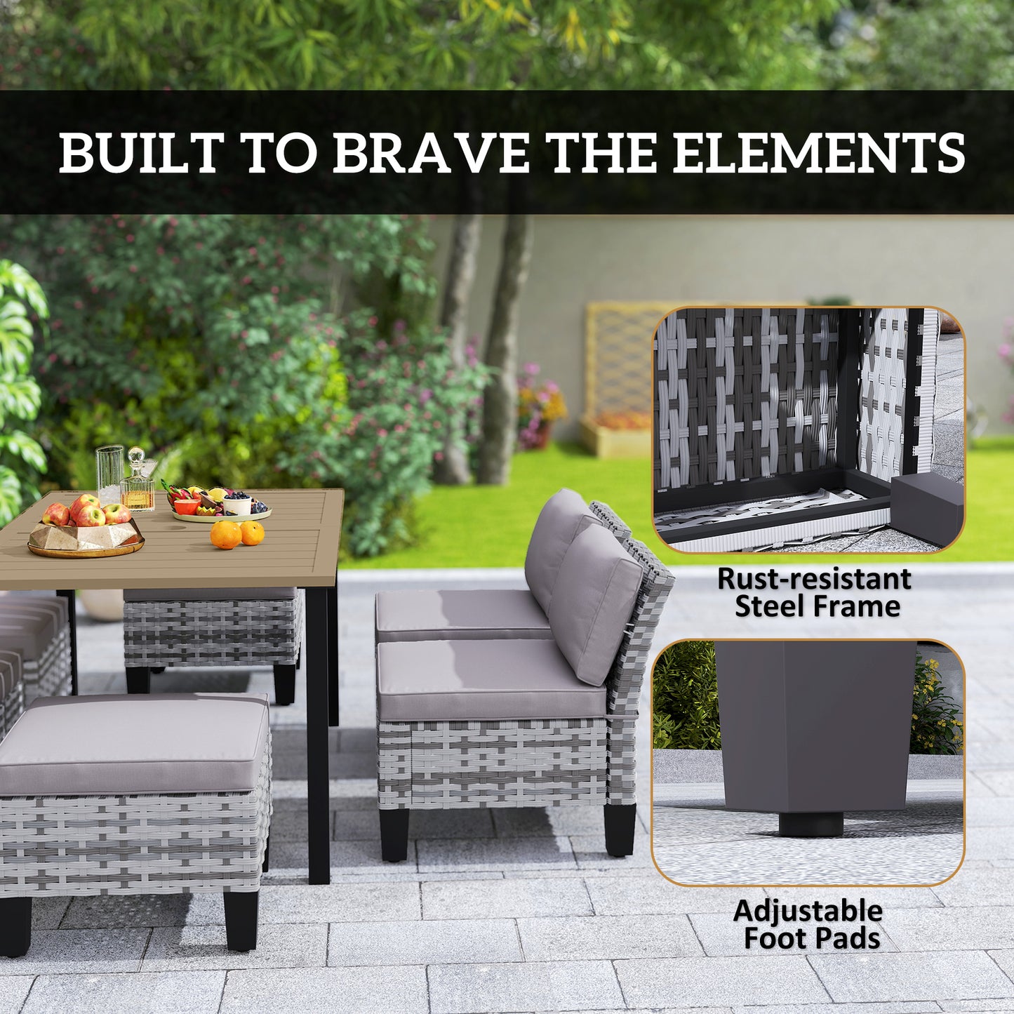Seven-Piece Rattan Dining Set (3)