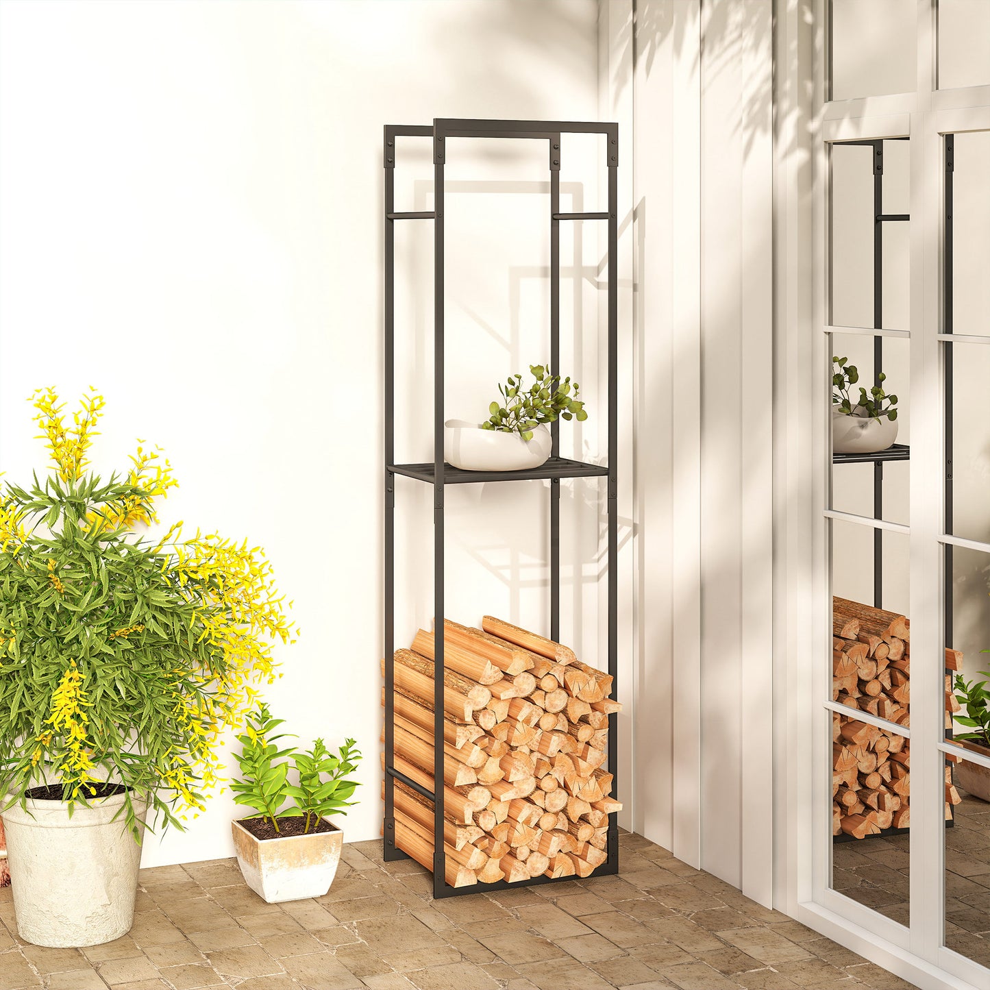 Metal Firewood Log Holder, Heavy Duty Firewood Rack