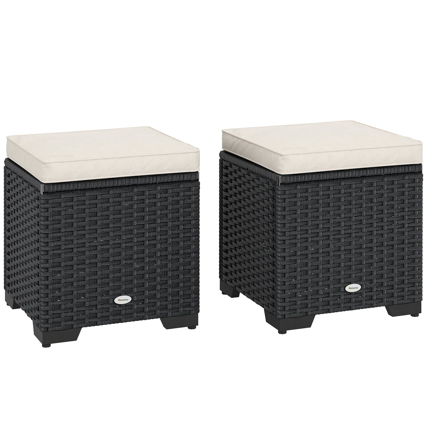 Set of 2 Rattan Storage Ottoman