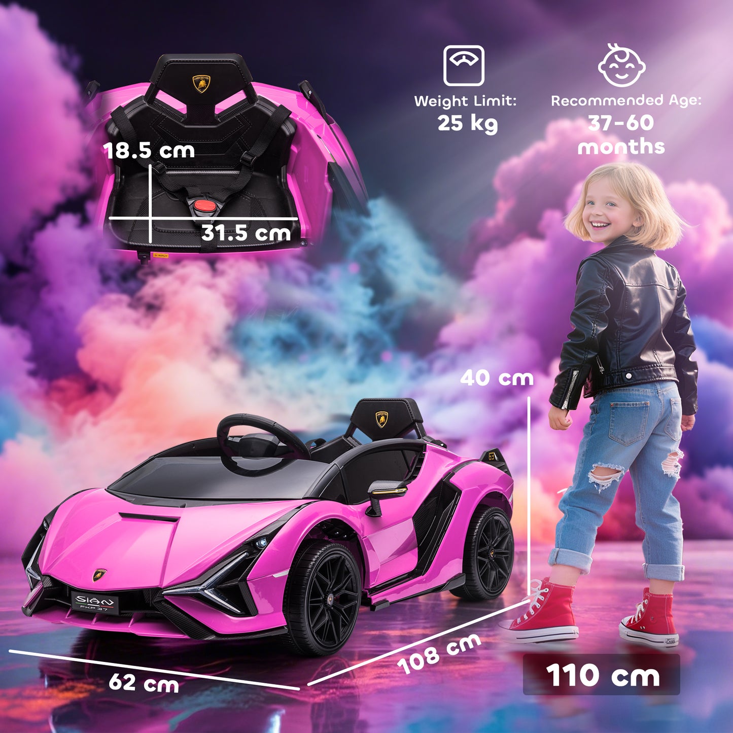 Lamborghini Sian Licensed 12V Electric Car for Kids 2 Motors Toy Car