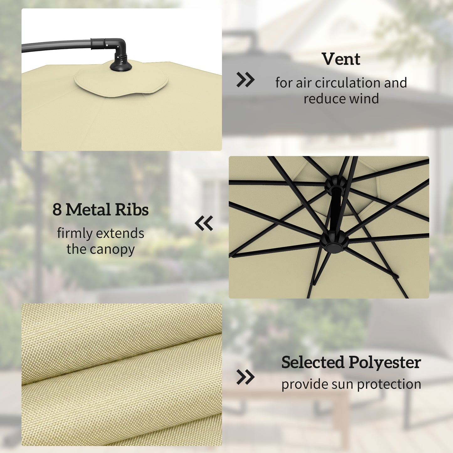 3m Overhanging Parasol, with Base, Weights and Cover