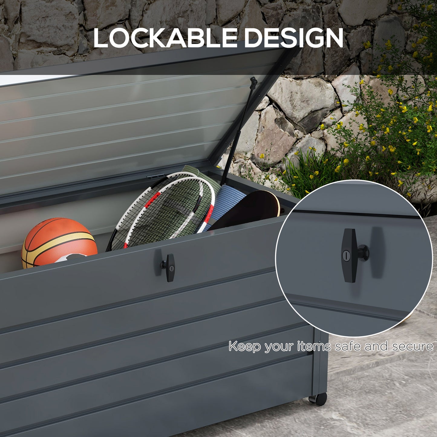 311L Galvanised Steel Garden Storage Box, with Lock