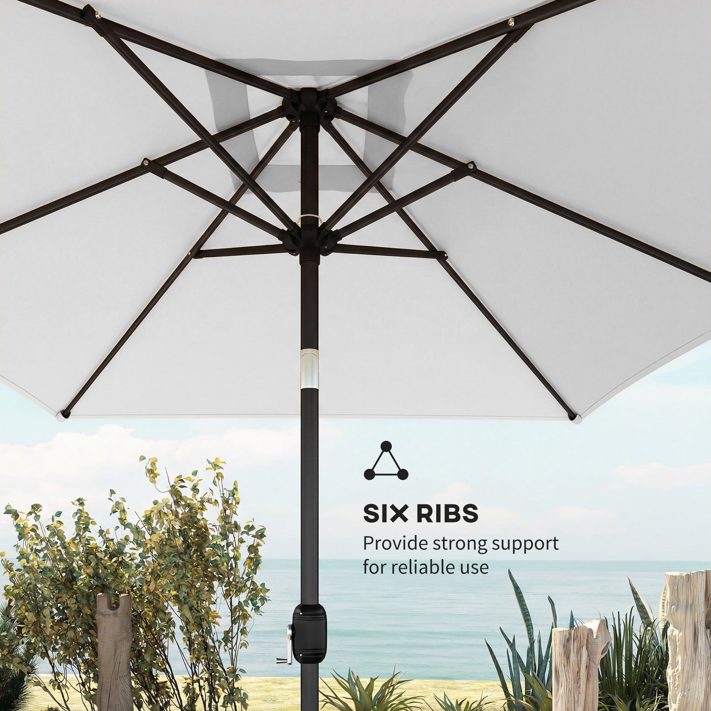 Garden Parasol, Parasol Umbrella with Crank Handle, Tilt Function