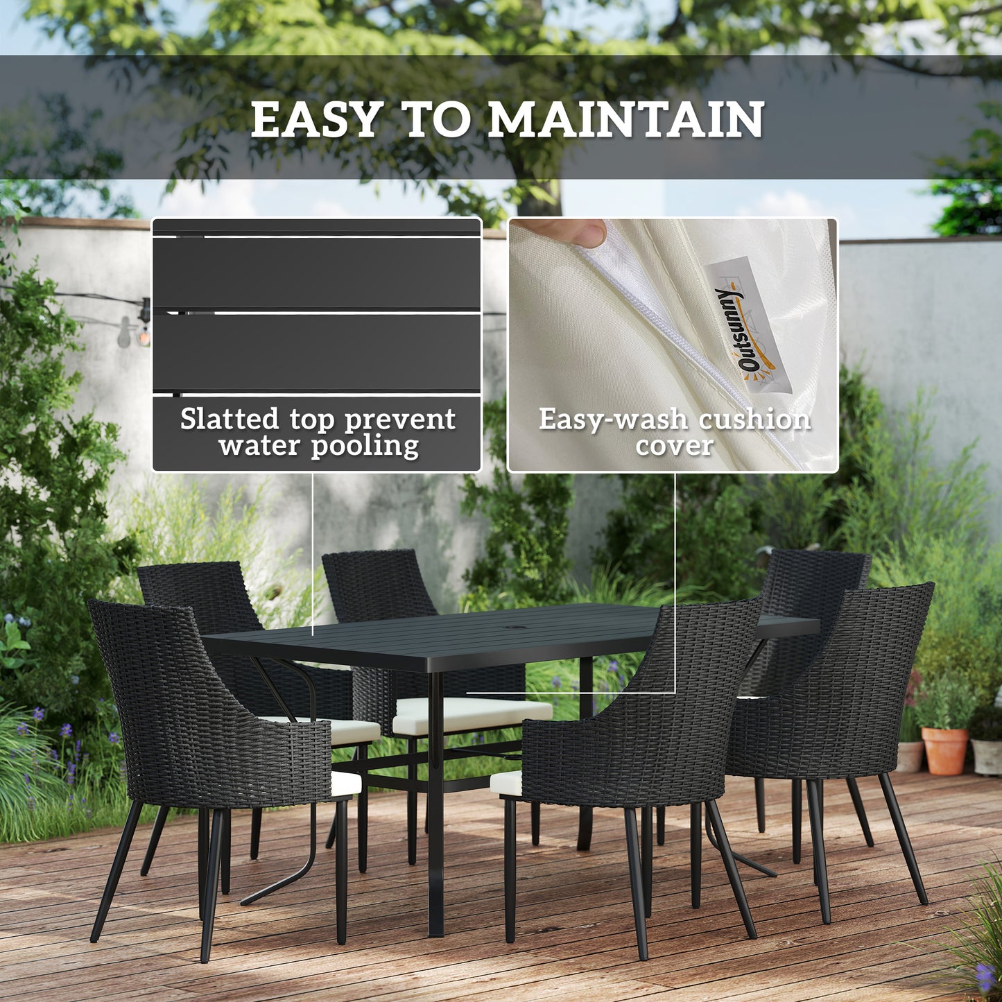 6 Seater Rattan Dining Set with Cushions (1)