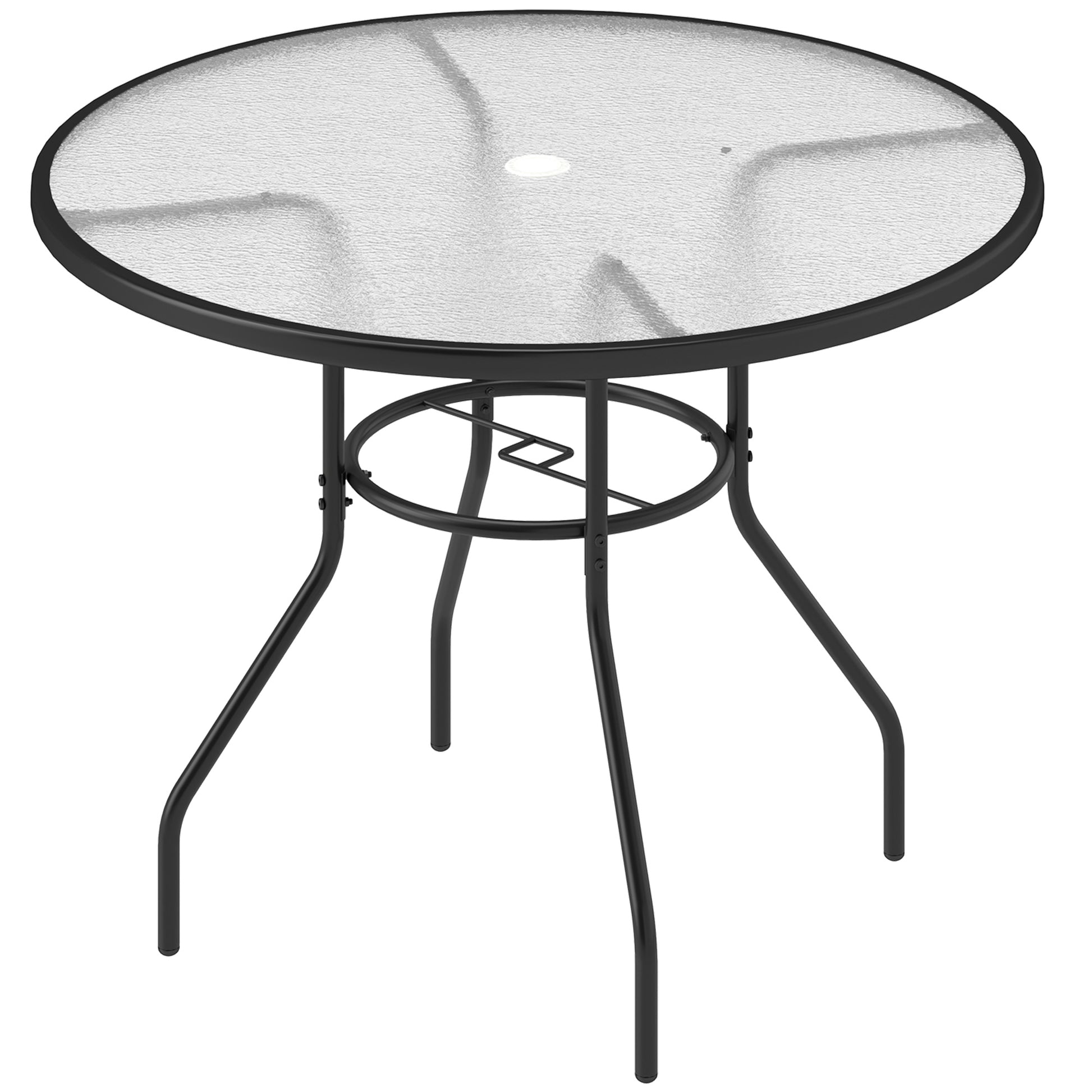 Glass-Top Garden Table, with Parasol Hole