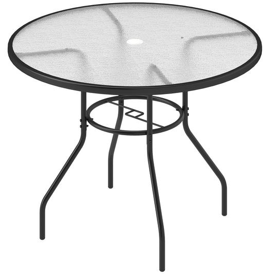 Glass-Top Garden Table, with Parasol Hole