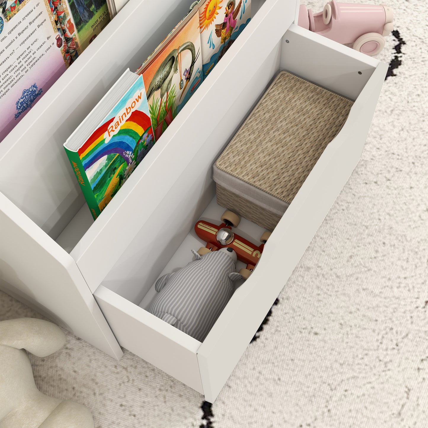 Bookcase for Kids with Shelves, Drawer, Bookcase for Bedroom, Playroom