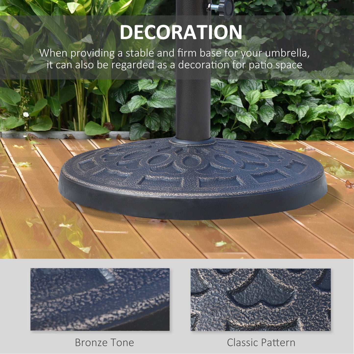 12kg Garden Parasol Base, Round Resin Sun Umbrella Base