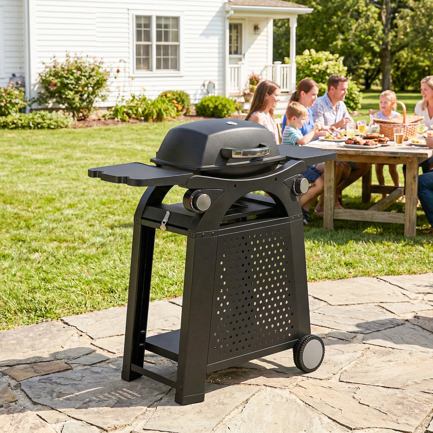2 Burner Gas Grill with 2 Side Tables