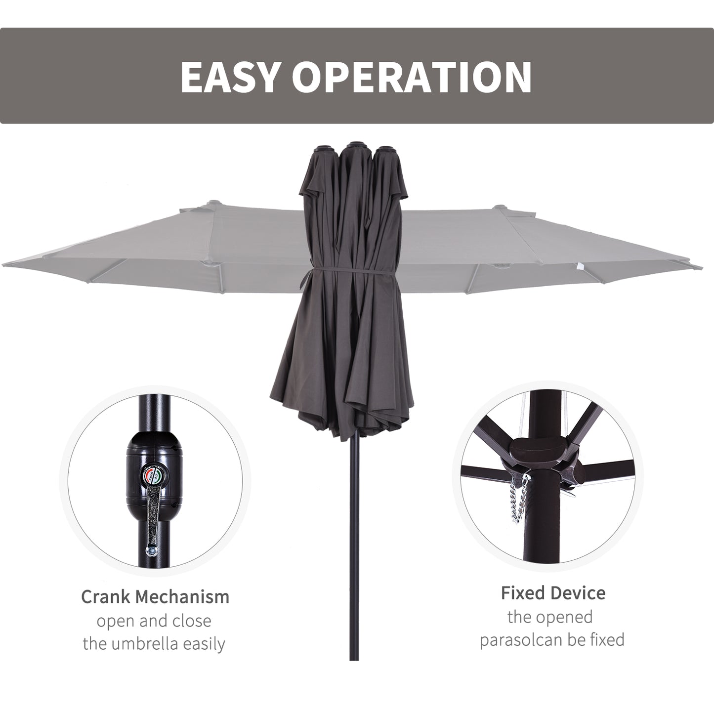 4.6m Garden Parasol Double-Sided Sun Umbrella Patio Market Shelter
