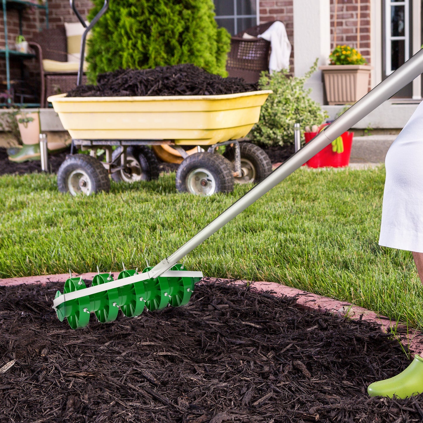 Rolling Lawn Aerator, Manual Grass Spike Roller