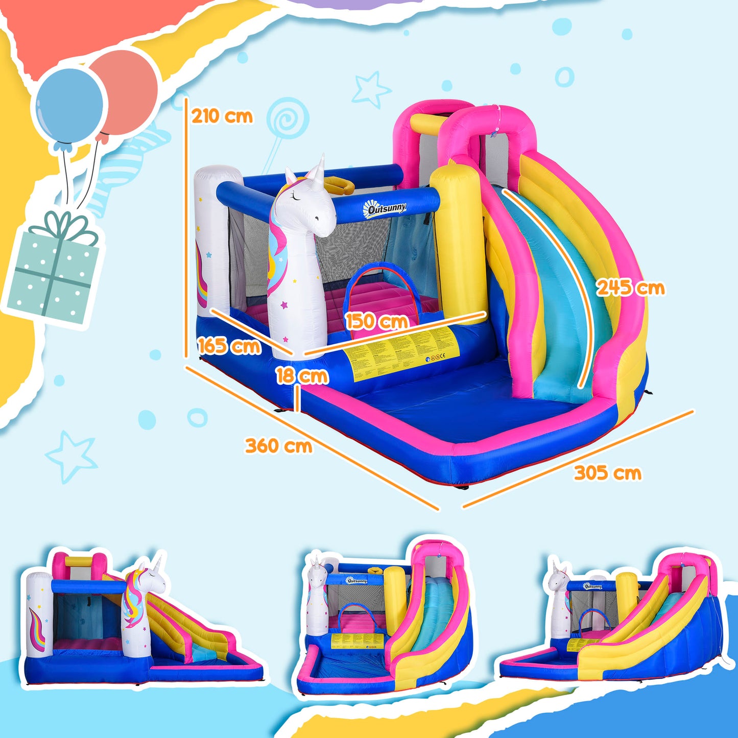 5 in 1 Bouncy Castle, with Blower, for Ages 3-8 Years