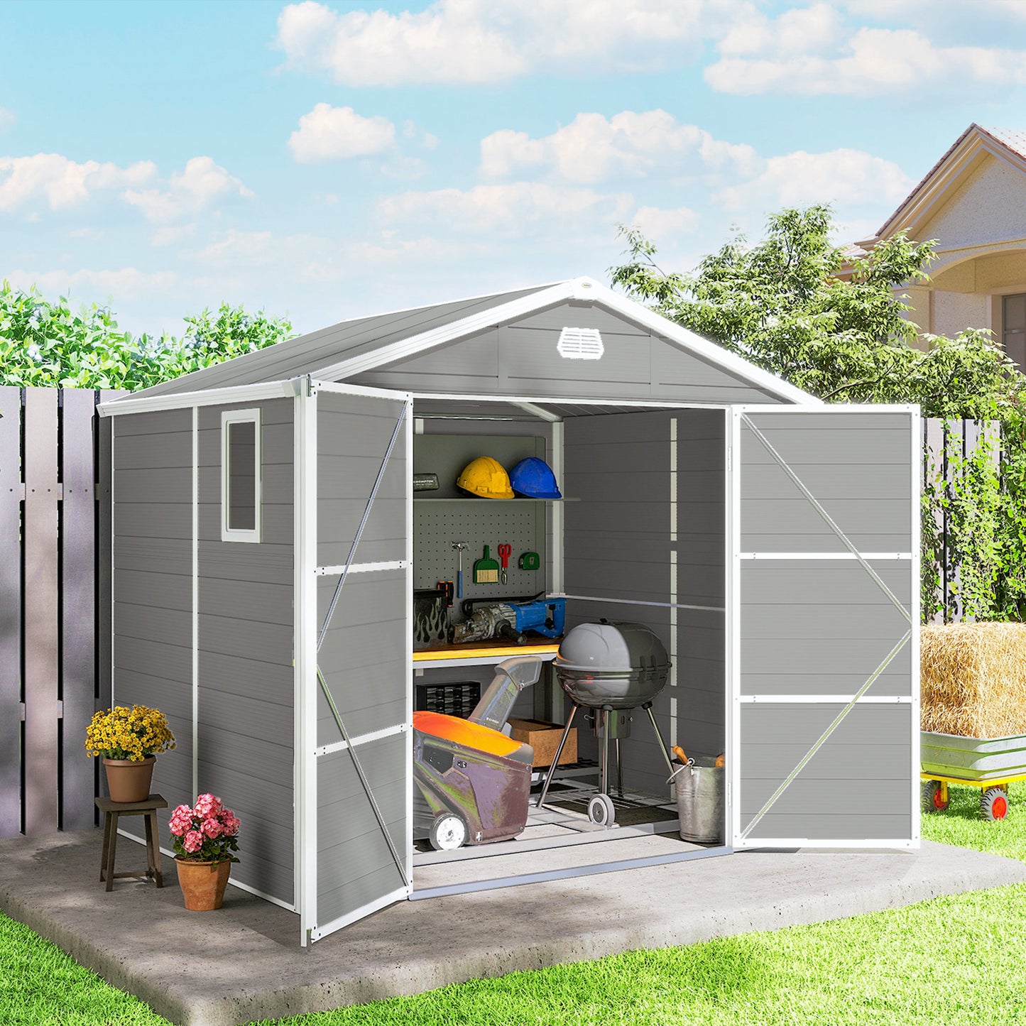 7.9ft x 6.2ft Aluminium Frame Rust Resistance Waterproof Shed