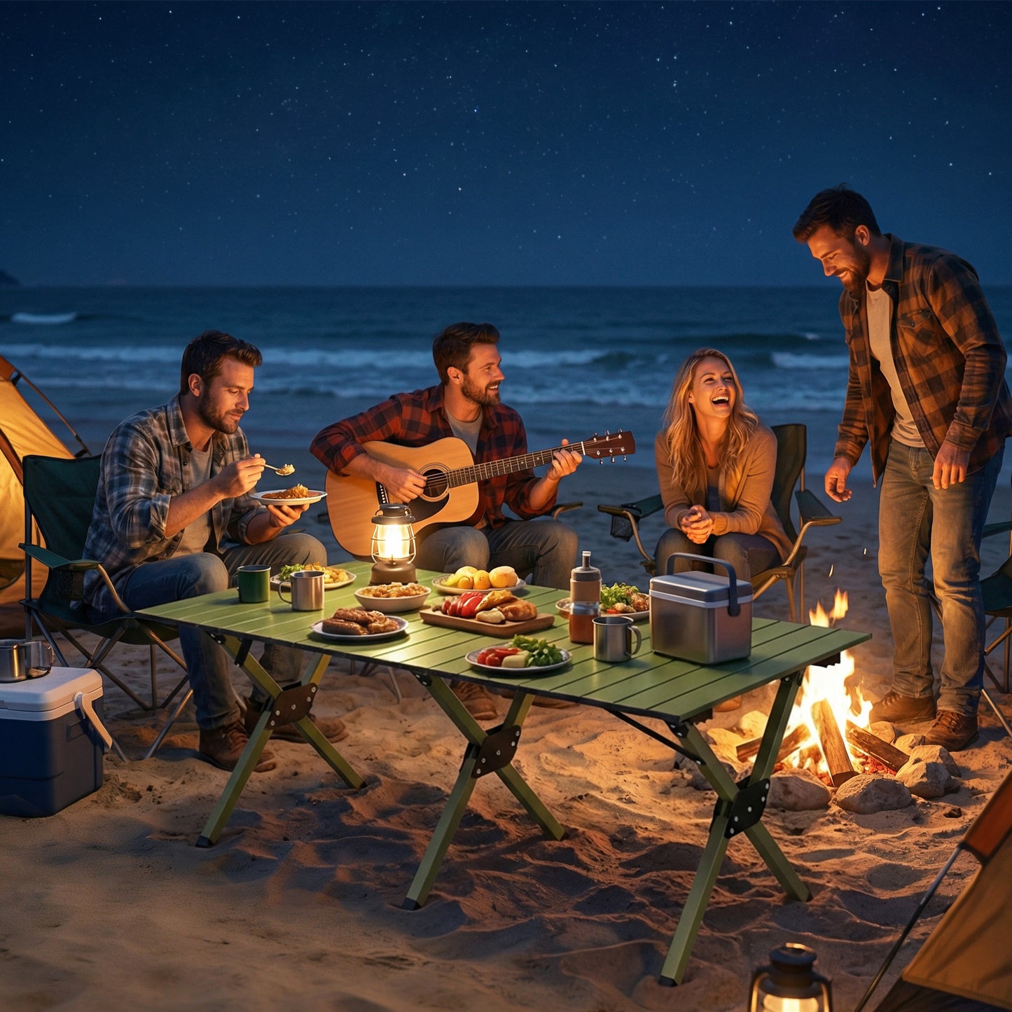 4ft Folding Camping Table, Waterproof Picnic Table with Roll Up Top