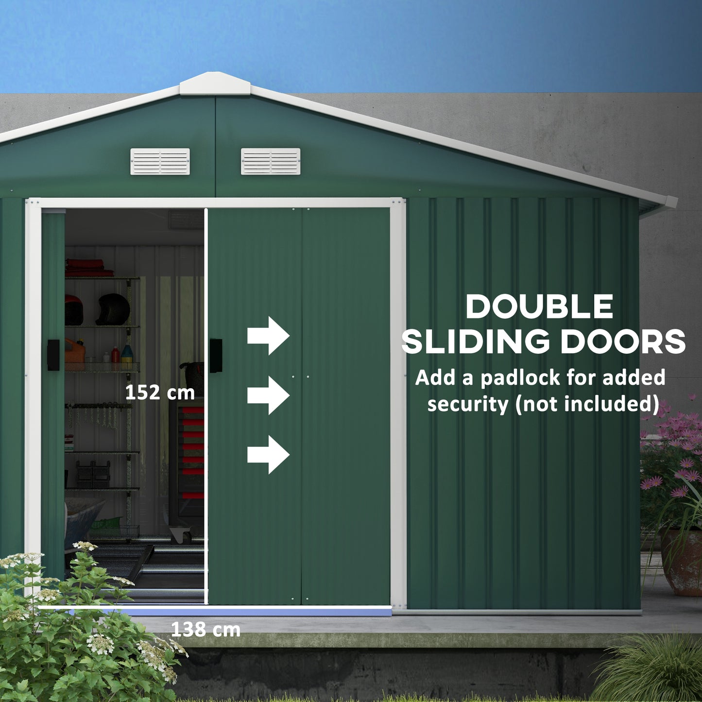 12.5ft Sliding Door Durable Steel Storage Shed