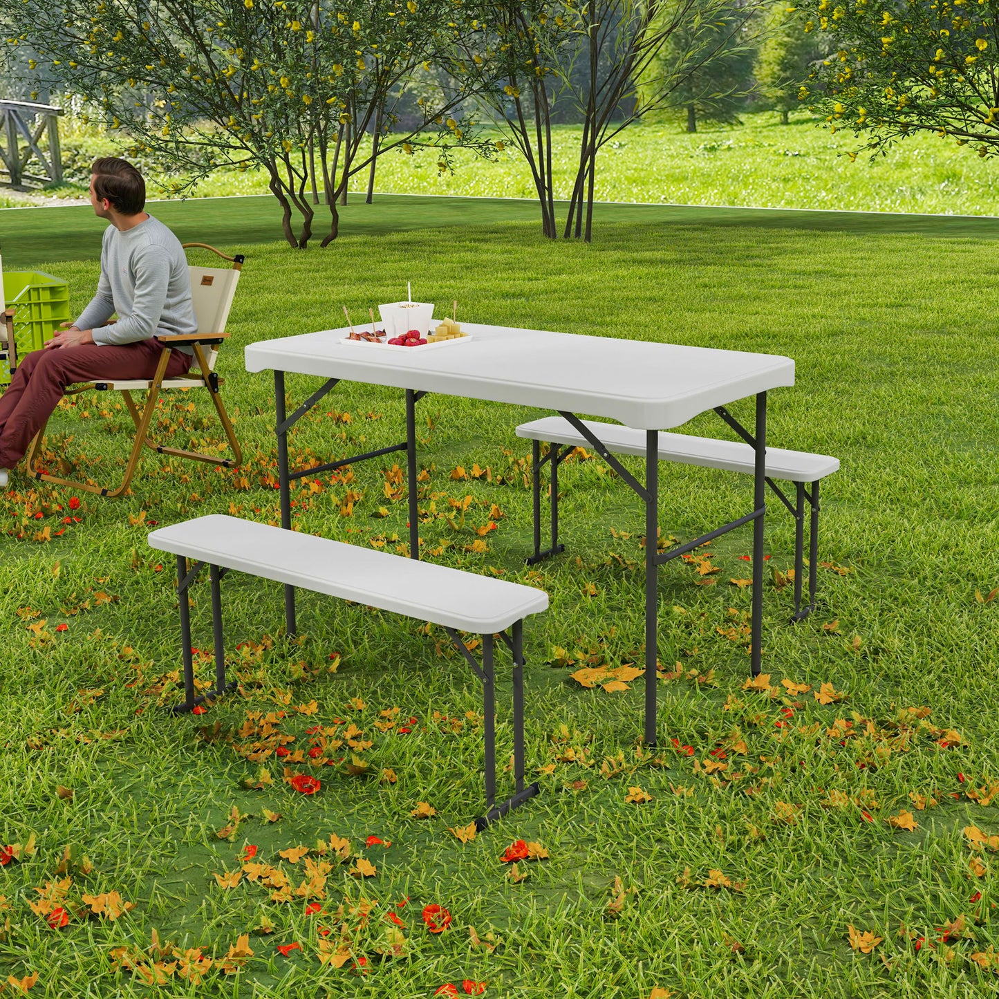 Three-Piece Folding Picnic Table and Bench Set