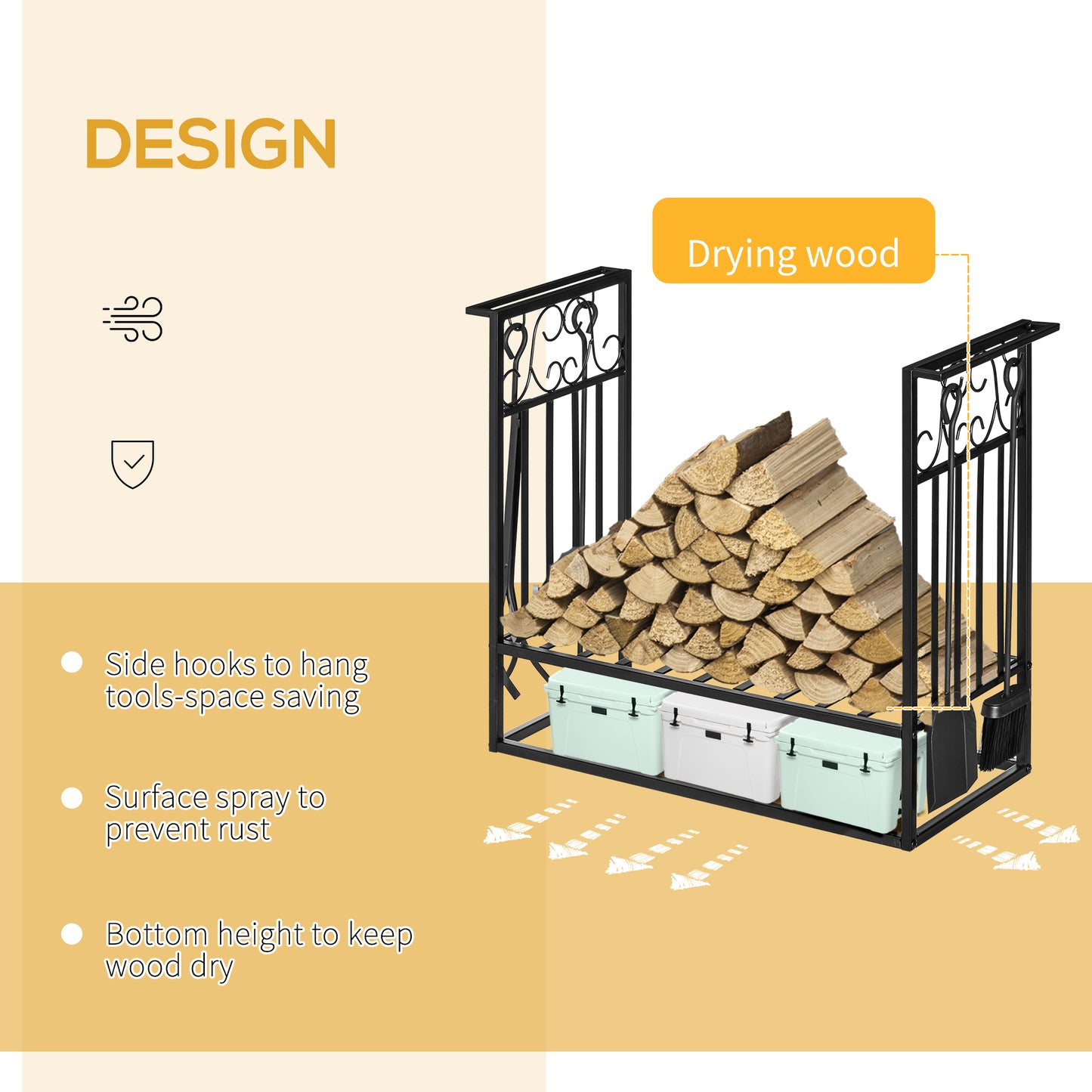 Steel Firewood Log Holder Indoor Outdoor Firewood Rack Fireplace