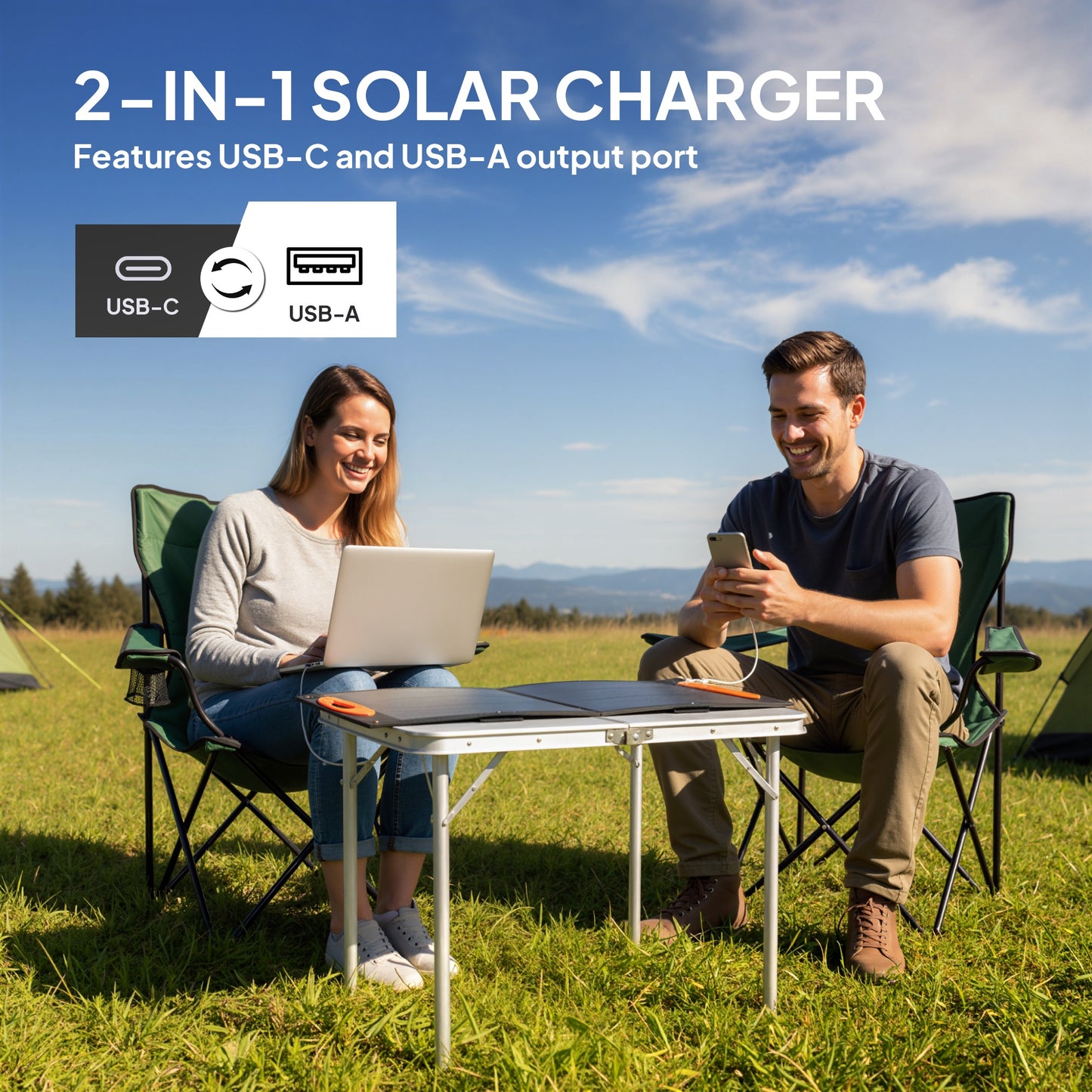 100W Portable Solar Panel, Foldable Solar Charger