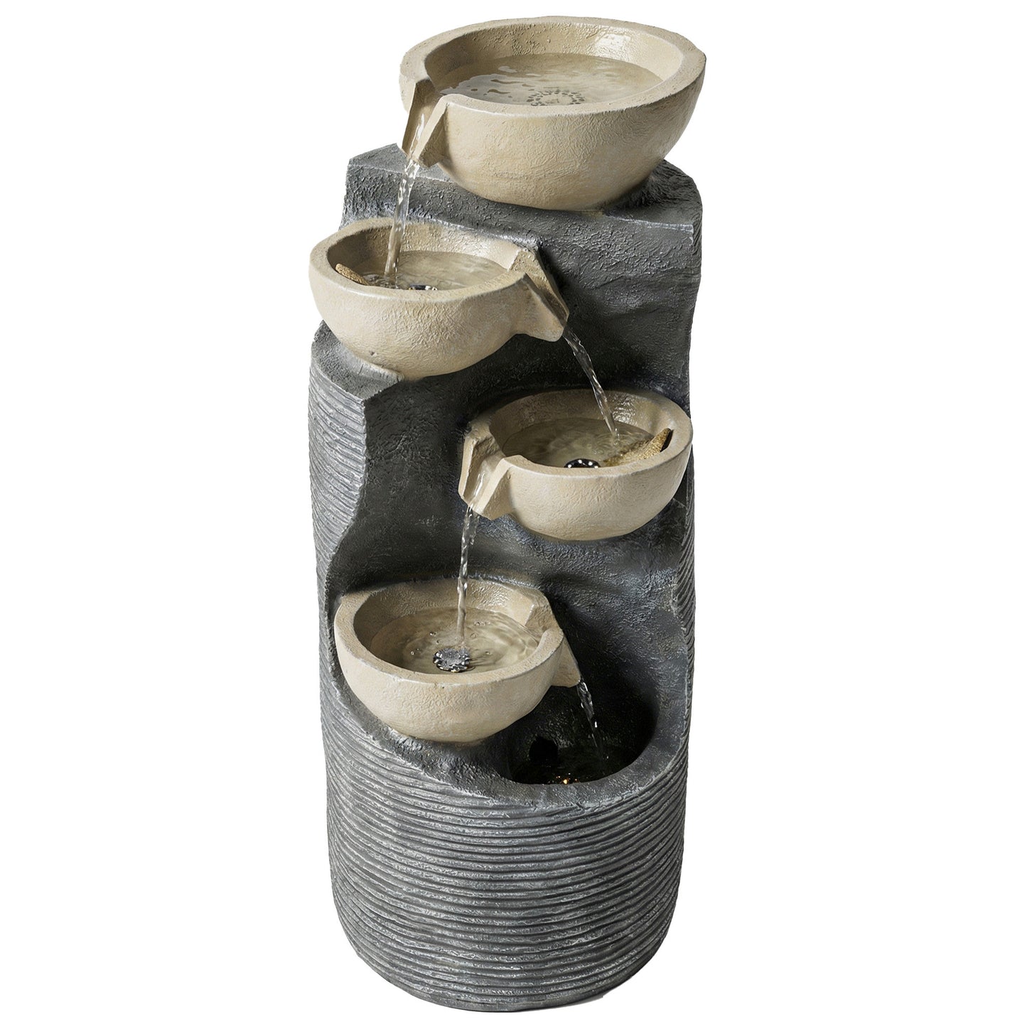 Garden Water Feature, Outdoor Water Fountain with LED Lights