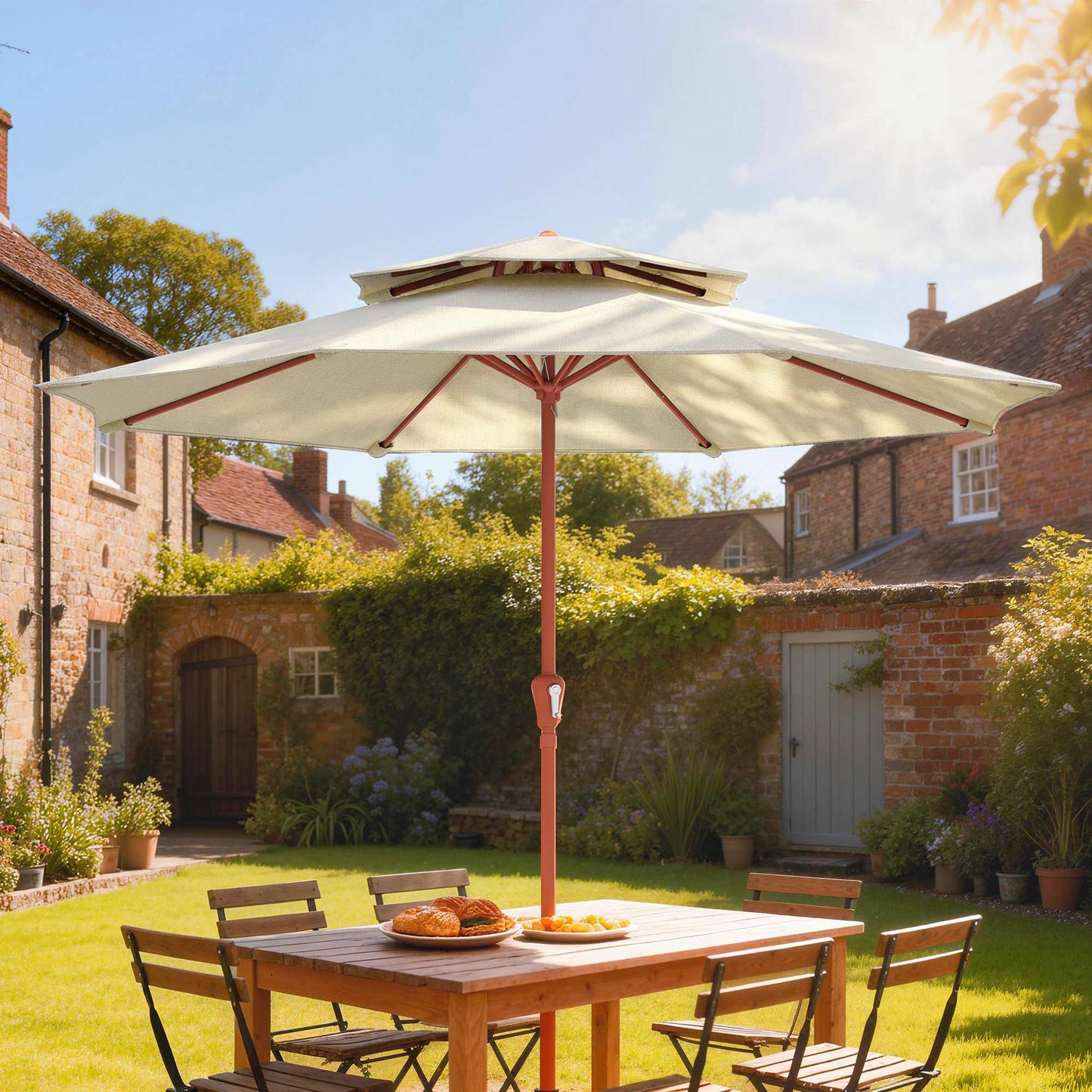 2.7 m Garden Parasol with Double Top Outdoor Market Table Umbrella