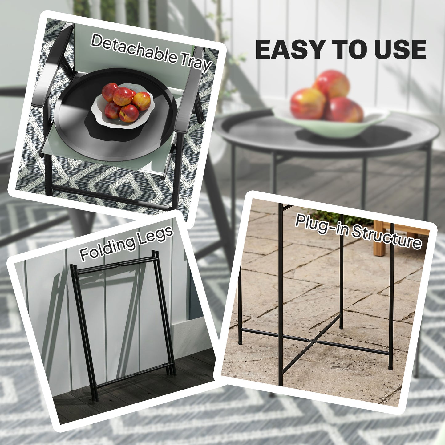 Steel Removable Tray Top Garden Table - Blue