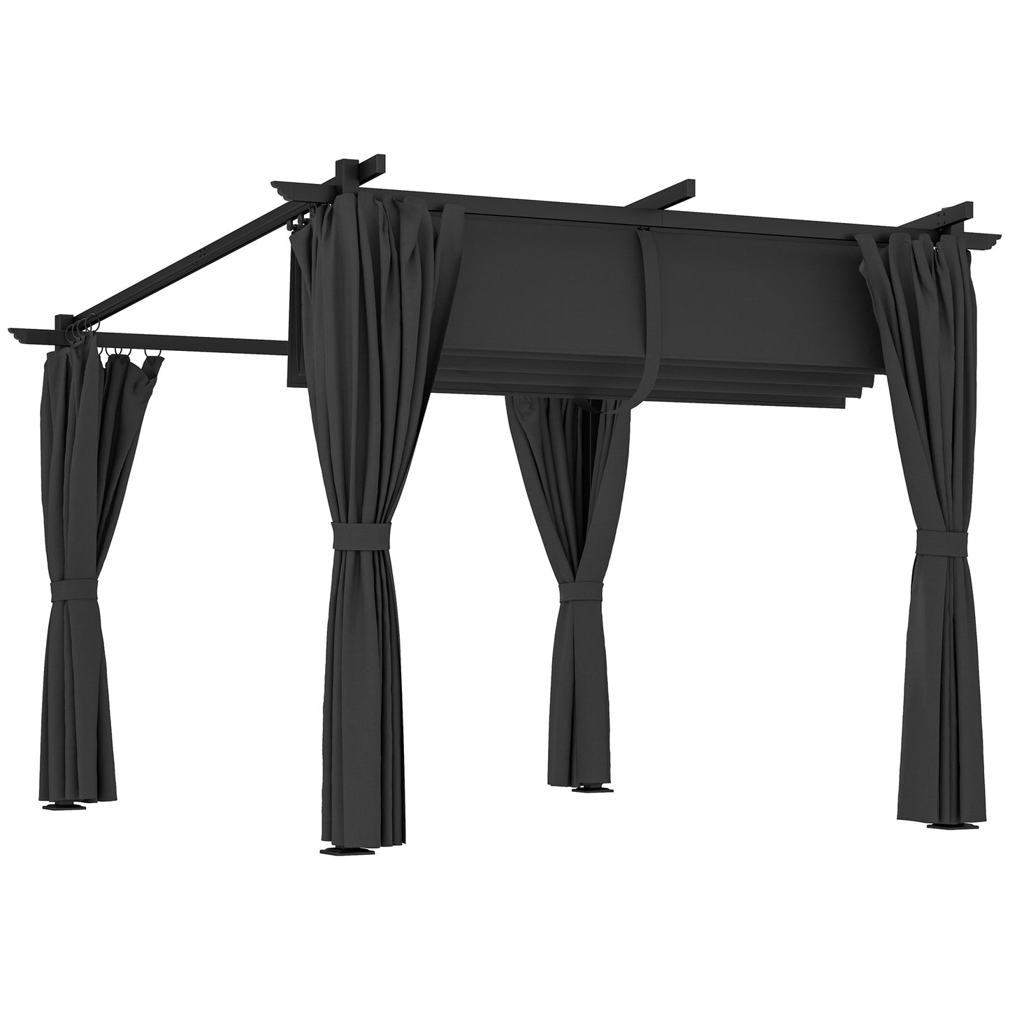 3 x 3 m Retractable Roof Pergola, with Curtains