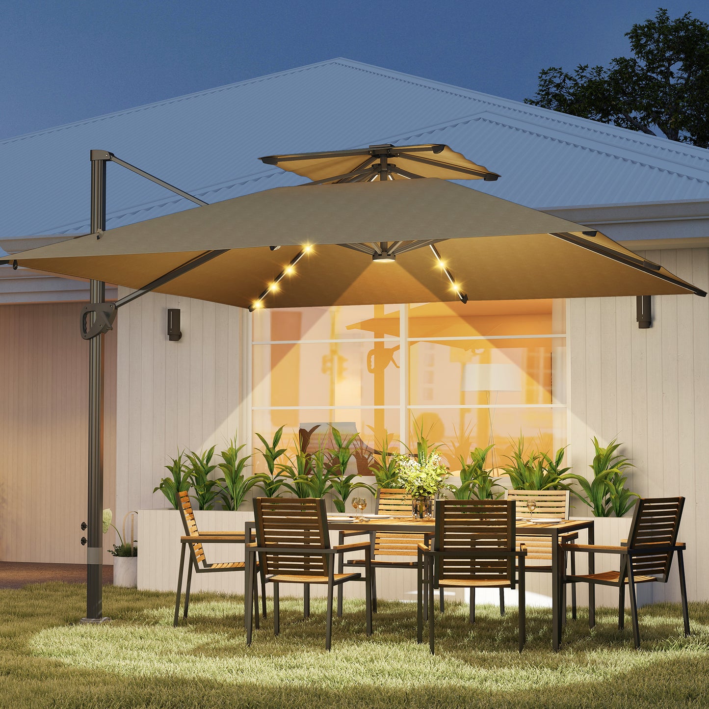 Multi-Angle LED Light Parasol Umbrella
