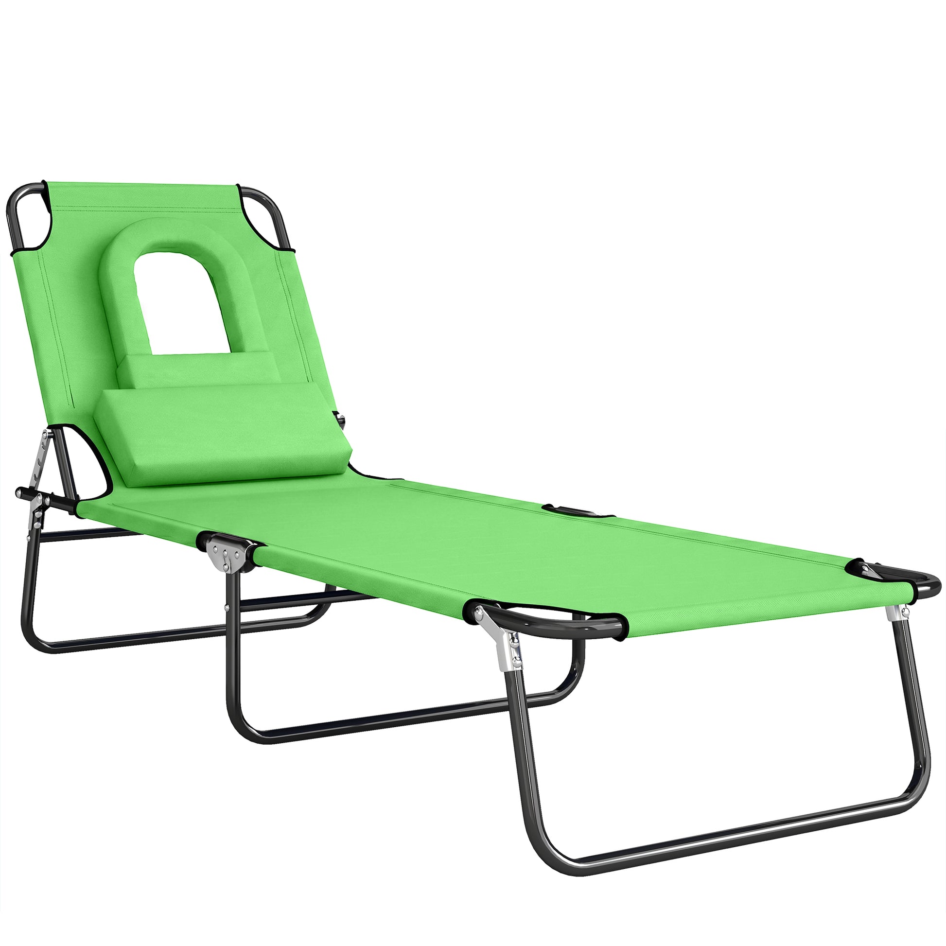 Folding Sun Lounger with Face Hole