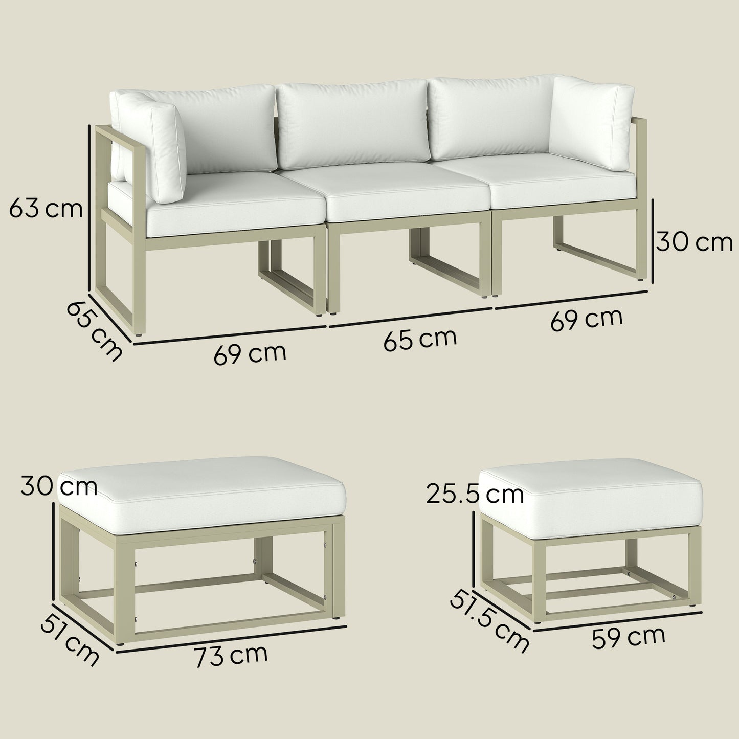 Garden Daybed, 6 Piece Outdoor Sectional Sofa Set