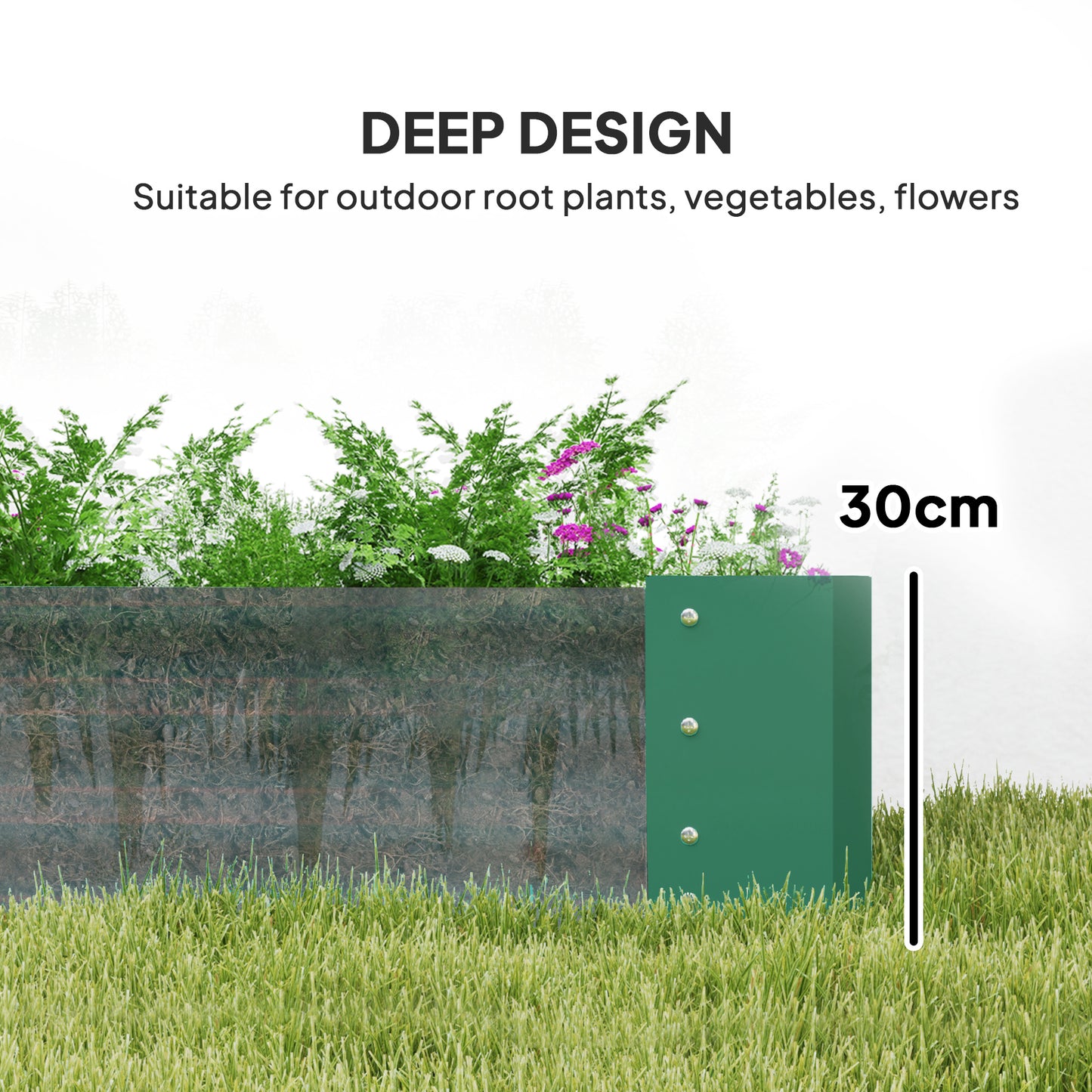 180 x 90cm Galvanised Steel Open Planter