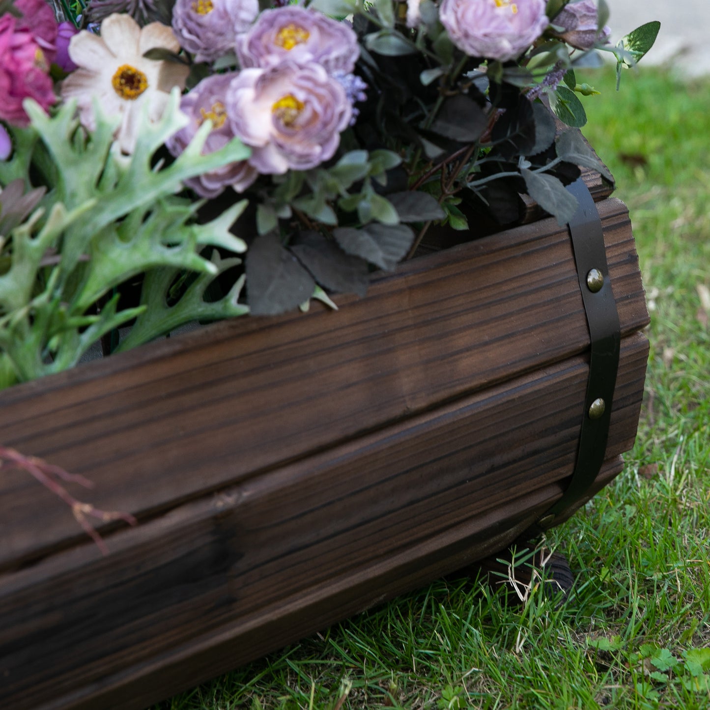 2PCs 56L Wooden Planter Box Flower Plant Pot Outdoor Flower Beds