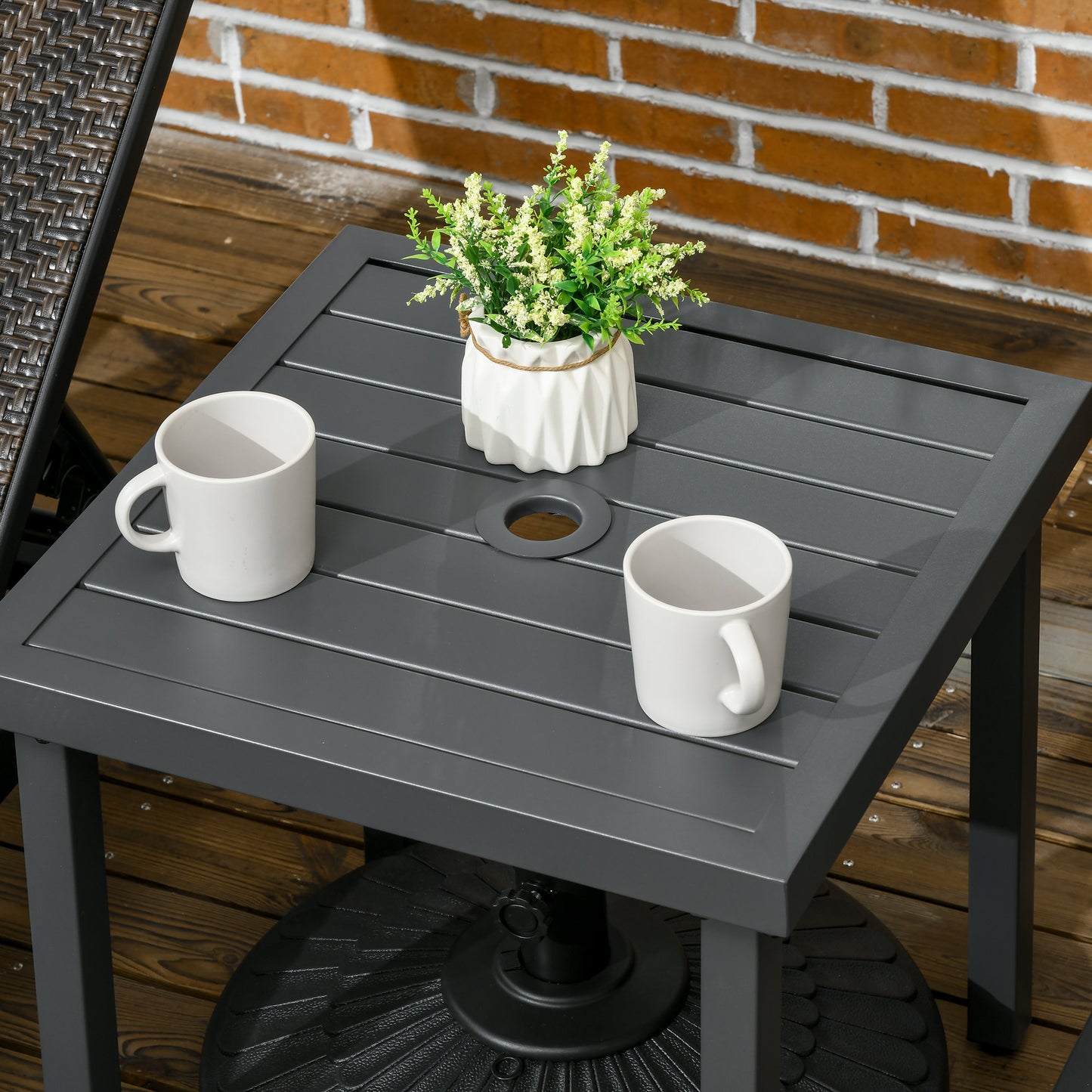 Garden Side Table, 51x51cm Square Patio Coffee Table