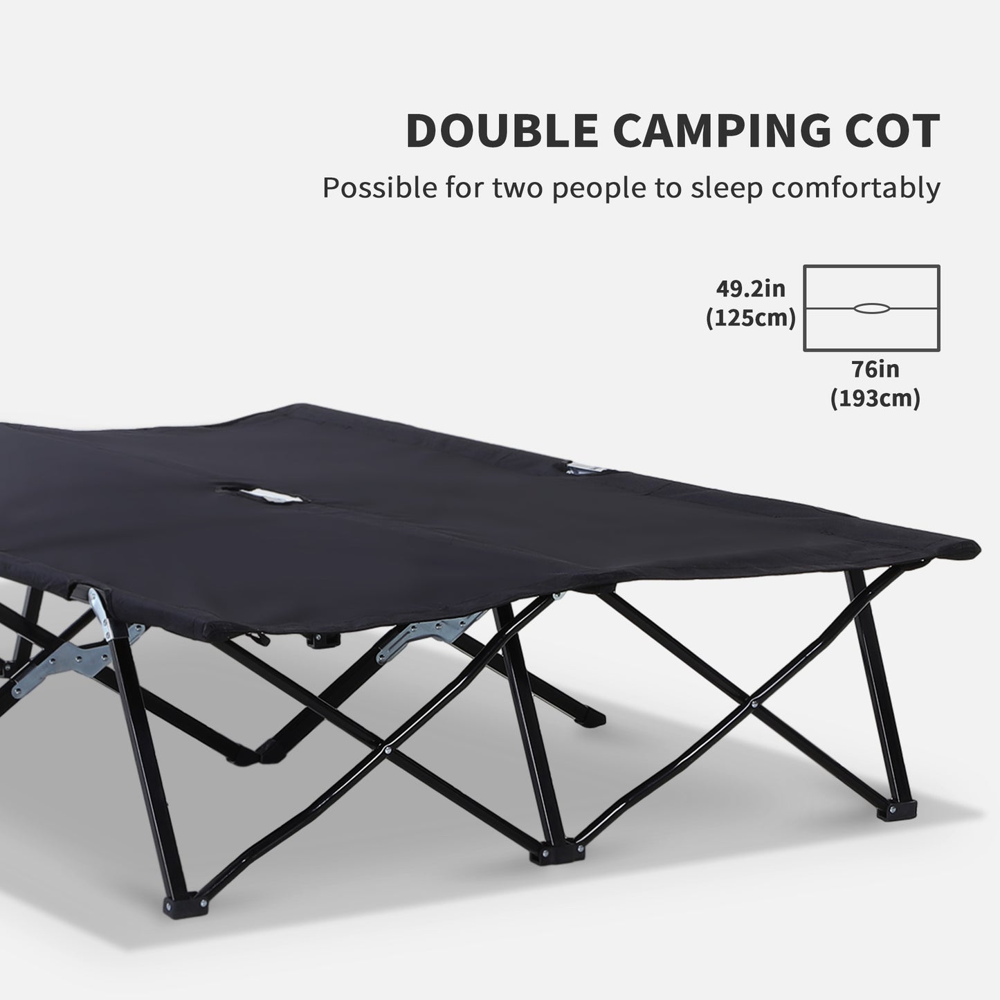 Double Camping Cot Bed, with Bag