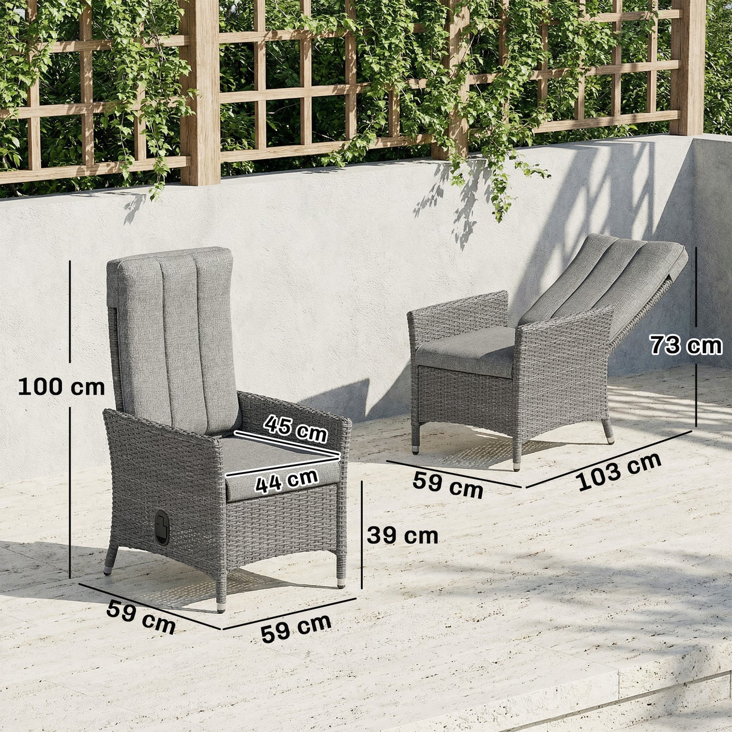 105°-150° Reclining Rattan Chair
