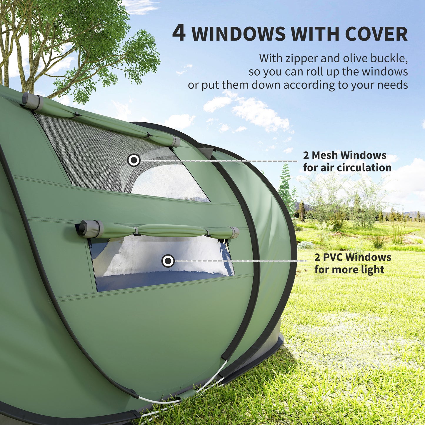 4 Person Pop-up Camping Tent Family Tent with Ground Sheet