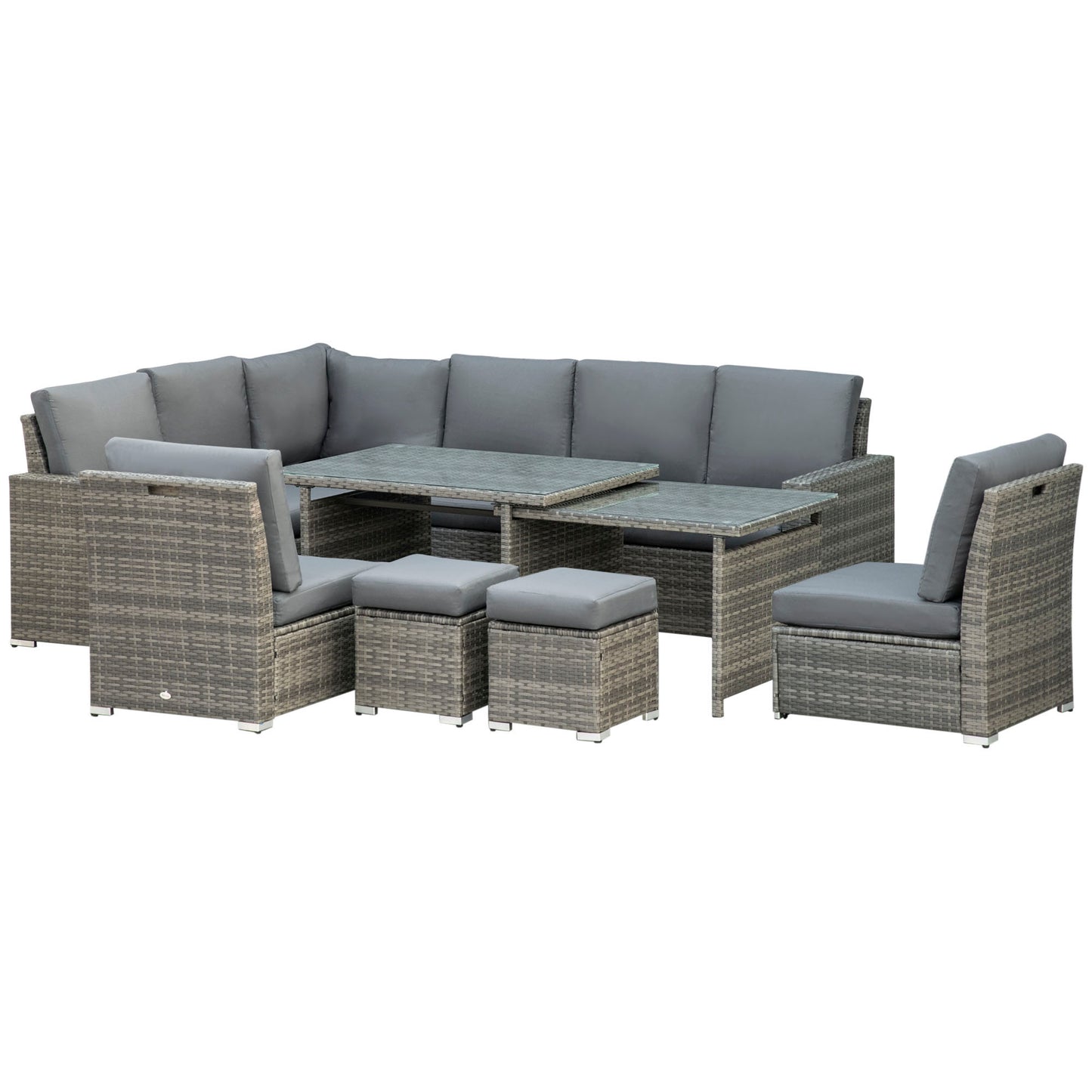 Seven-Piece Rattan Garden Sofa Set, with Expanding Table