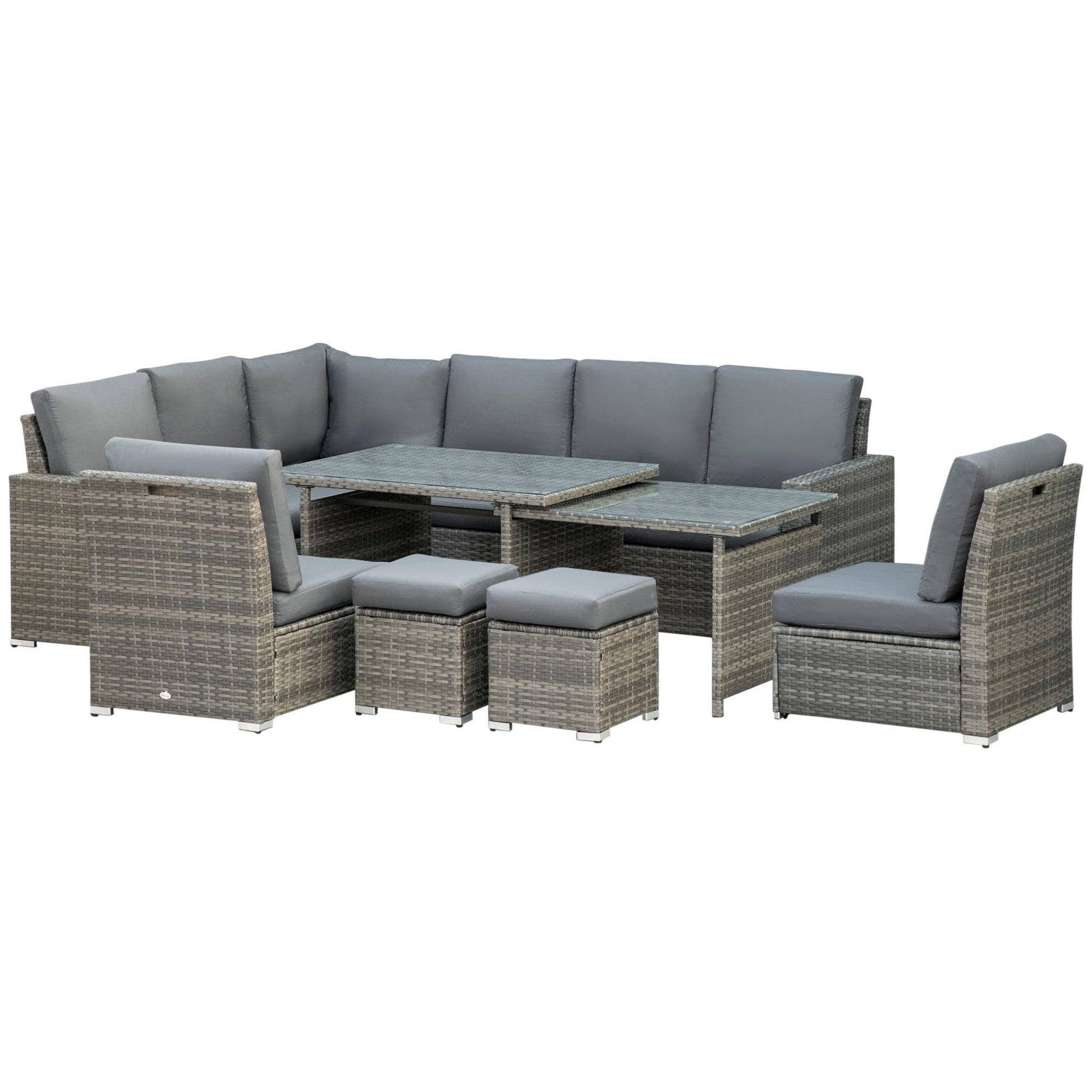 Seven-Piece Rattan Garden Sofa Set, with Expanding Table