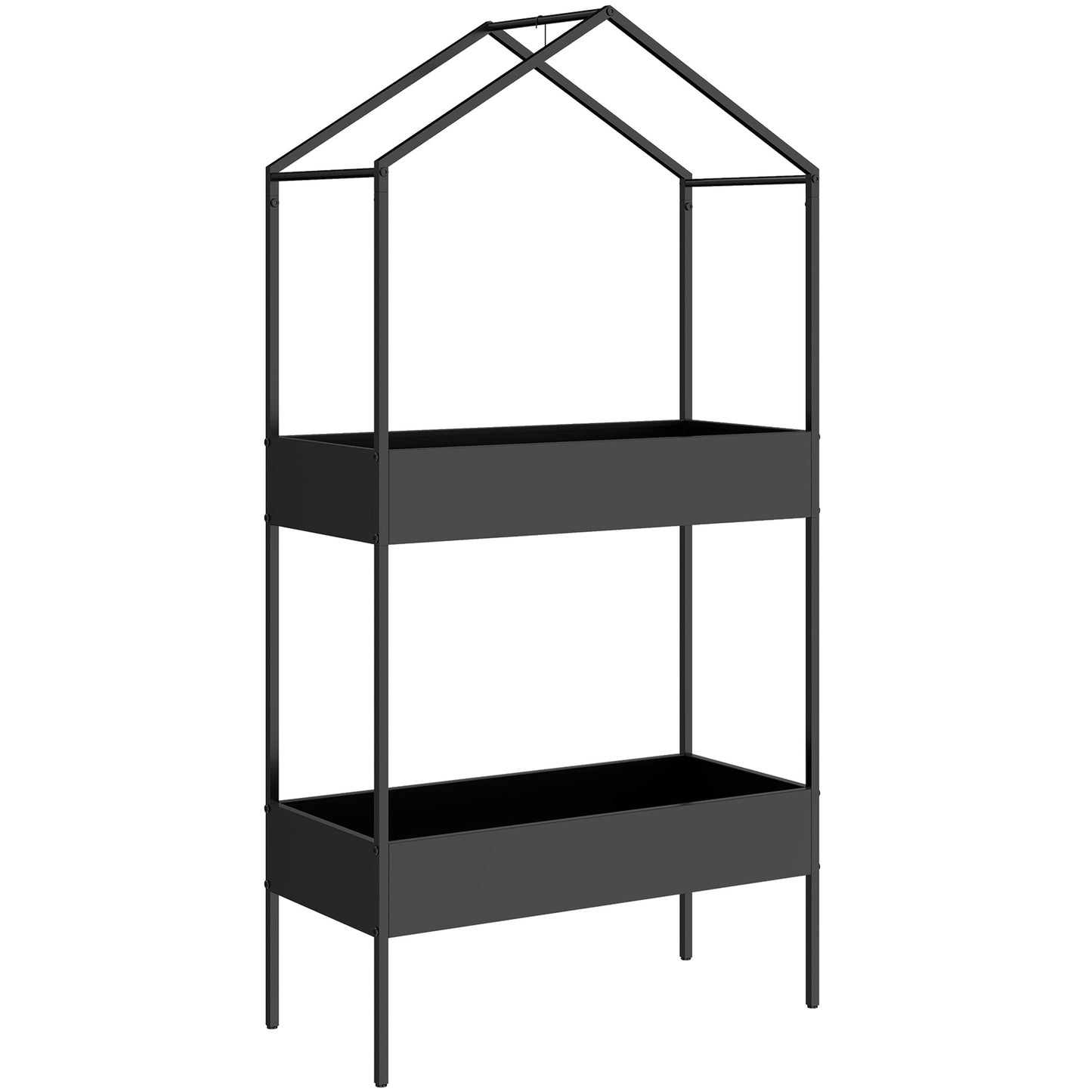 2 Tier Plant Stand, Outdoor Indoor Metal Plant Stand with Hook