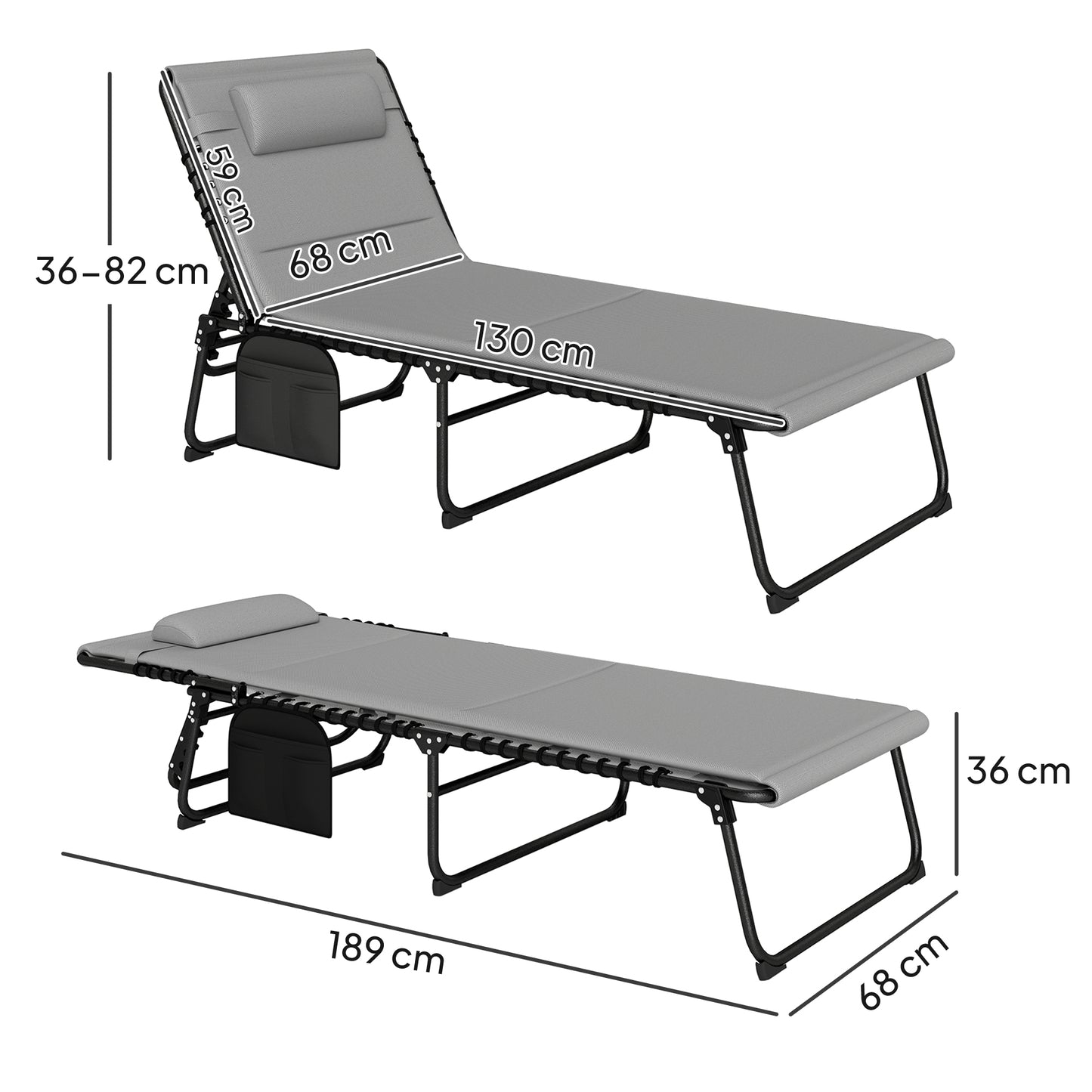 Set of Two Reclining Sun Loungers (2)
