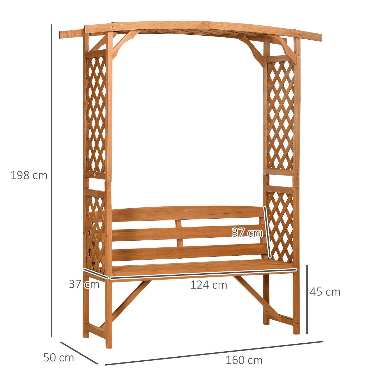 Garden Bench, Wooden Garden Arbour with Seat for Vines/Climbing Plants