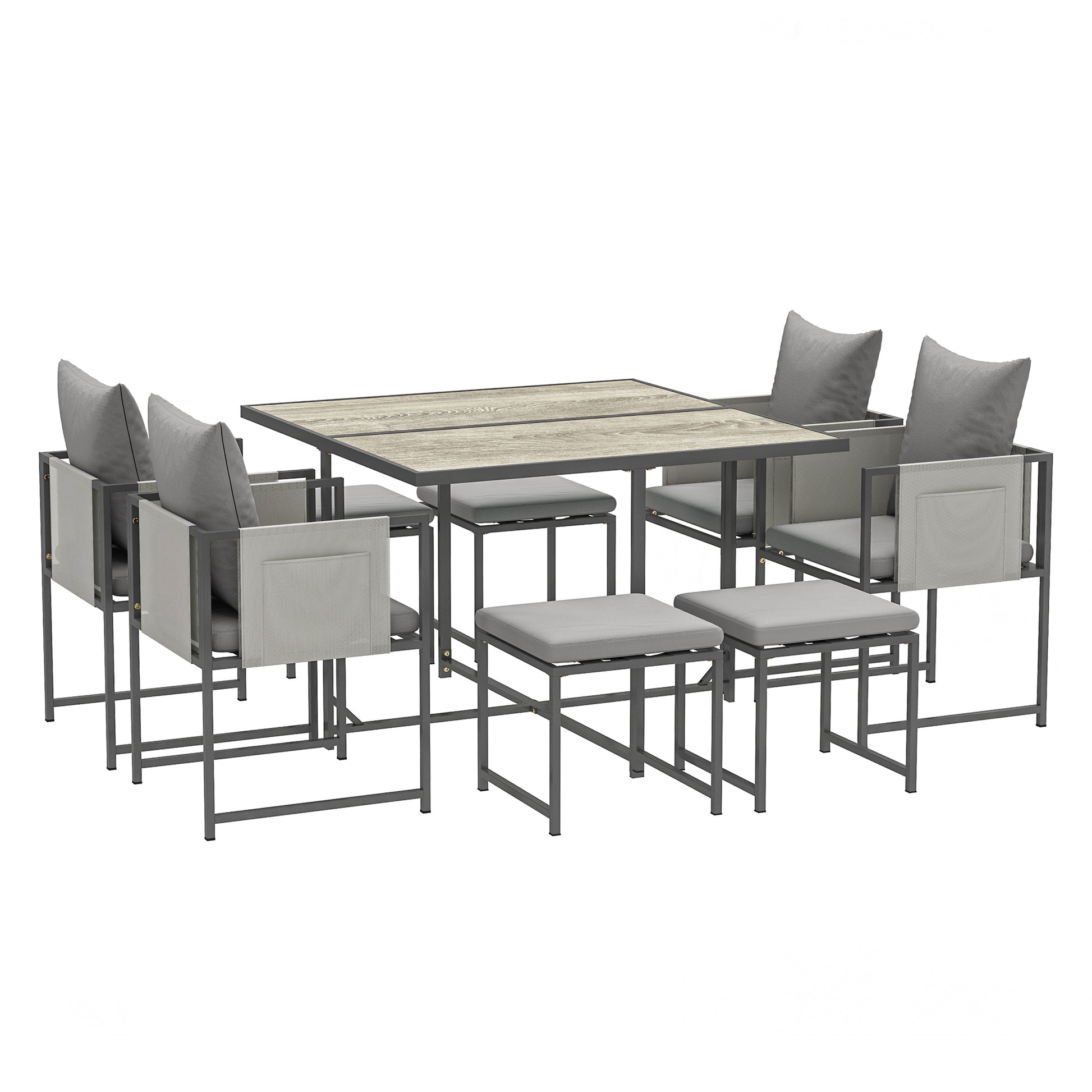 Nine-Piece Steel Frame Garden Dining Set