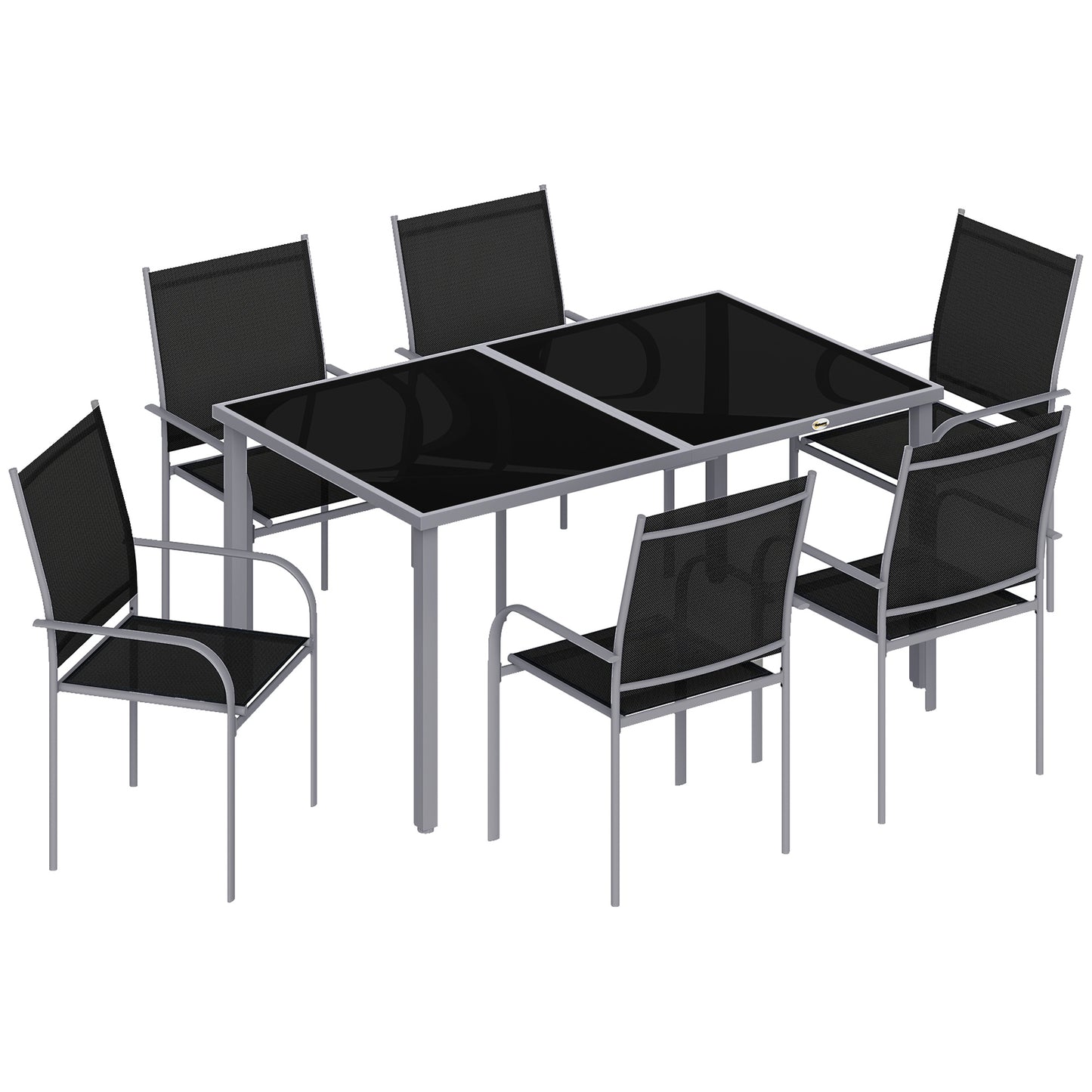 7 Piece Outdoor Garden Dining Set with Table and 6 Stackable Chairs
