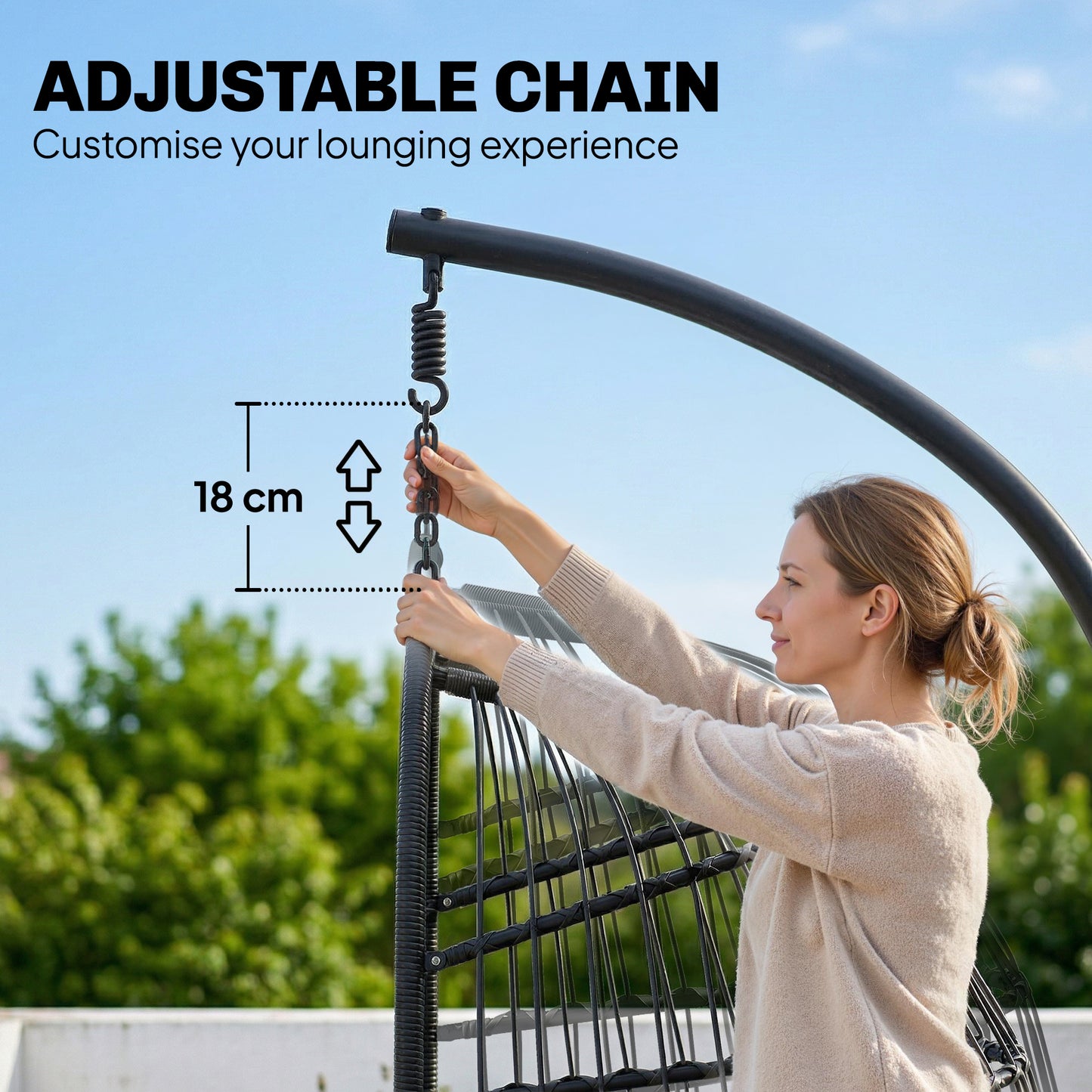 Hanging Egg Chair, Indoor Outdoor Hammock Swing Chair with Stand