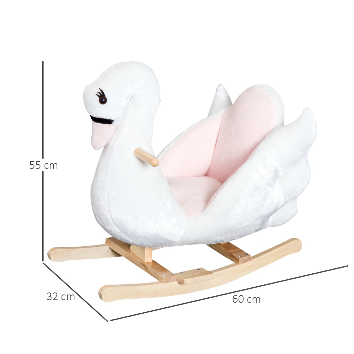 Kids Rocking Horse Plush Ride On Swan Toy w/ Safety Seat