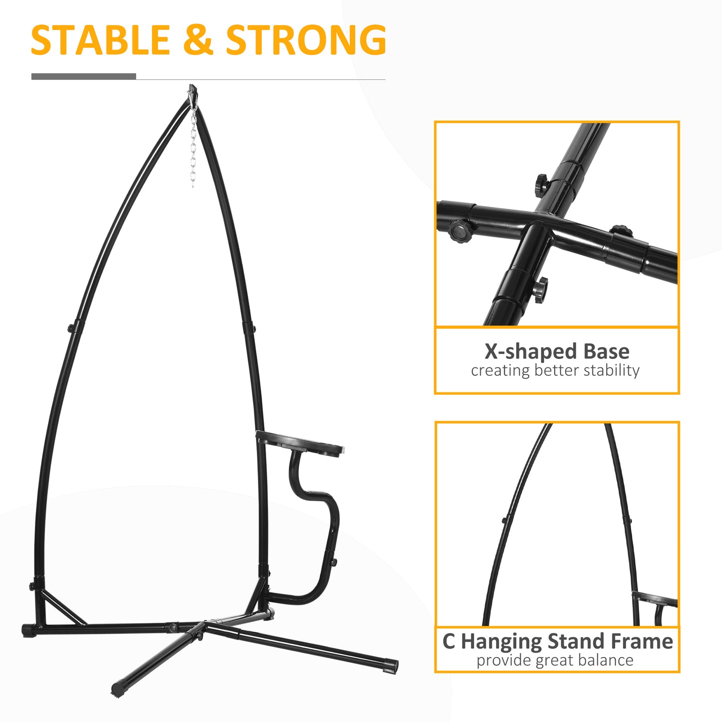 Hammock Chair Stand Only Construction Heavy Duty Metal C-Stand