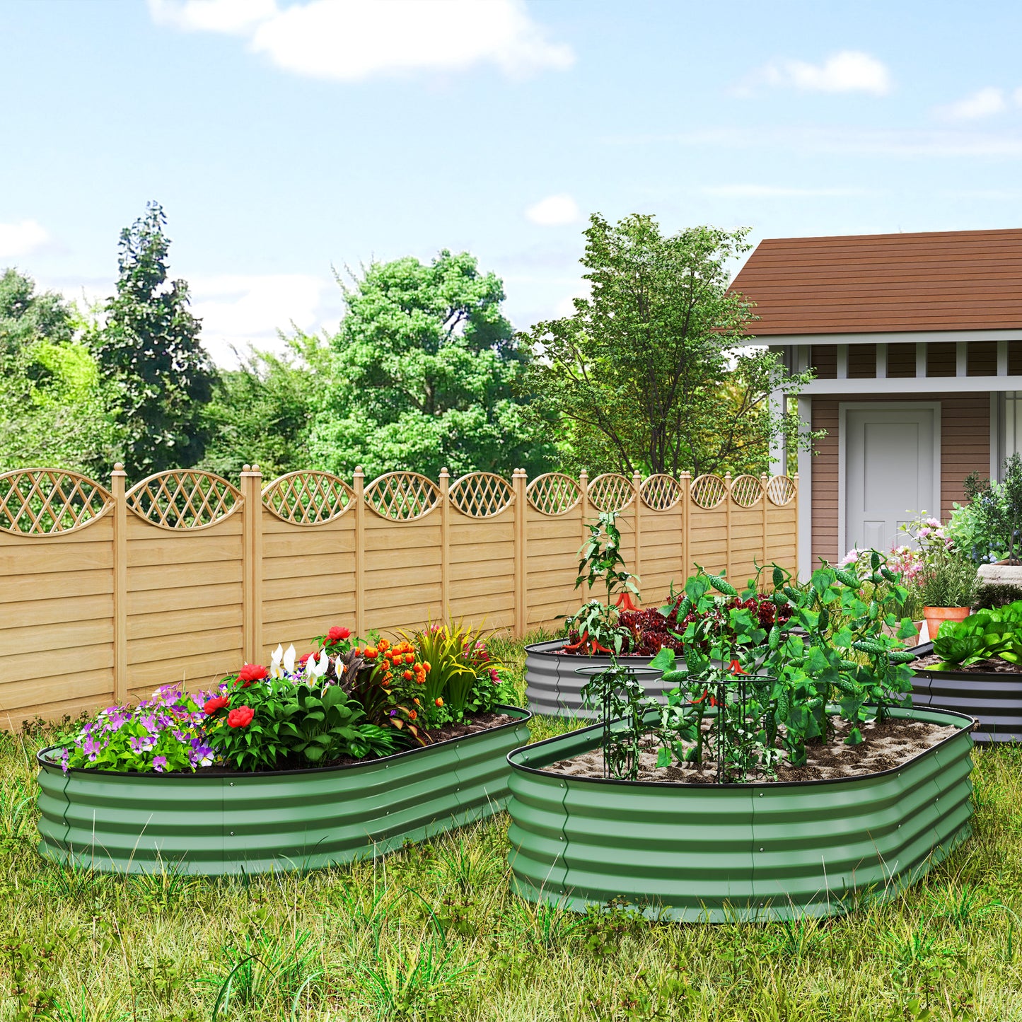 Set of Two 181 x 93cm Steel Planters