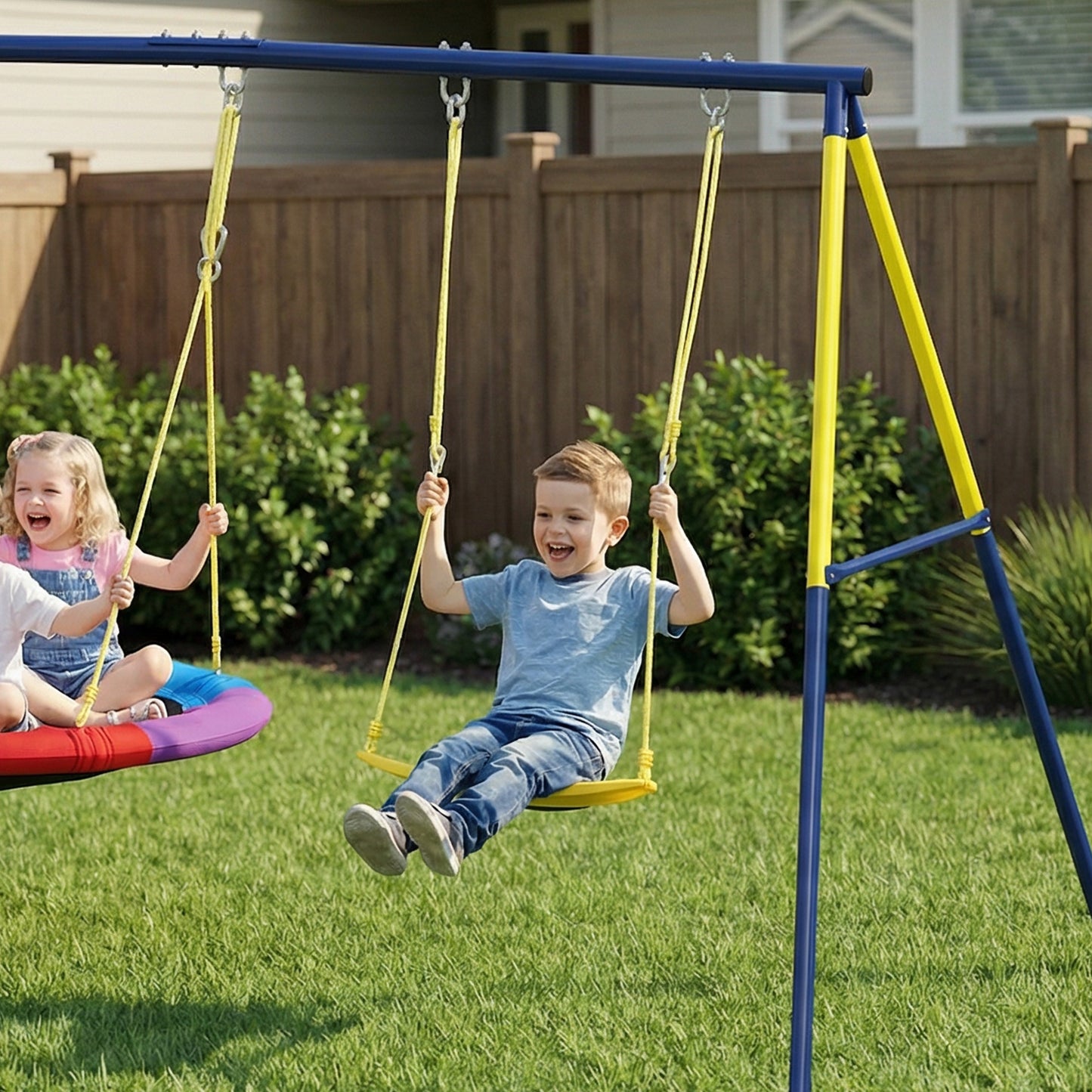 Kids Swing Set with Double Swings