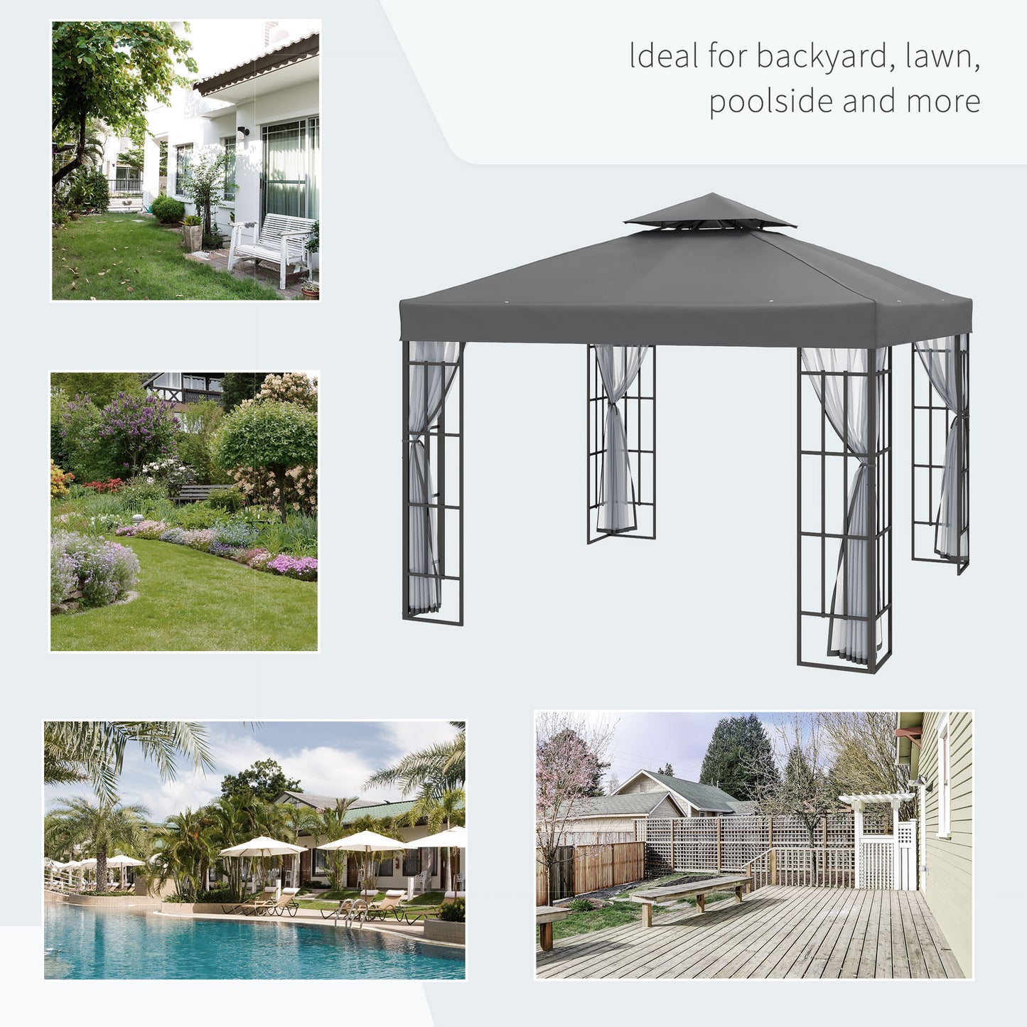 3 x 3(m) Patio Gazebo Canopy Garden Pavilion Tent Shelter